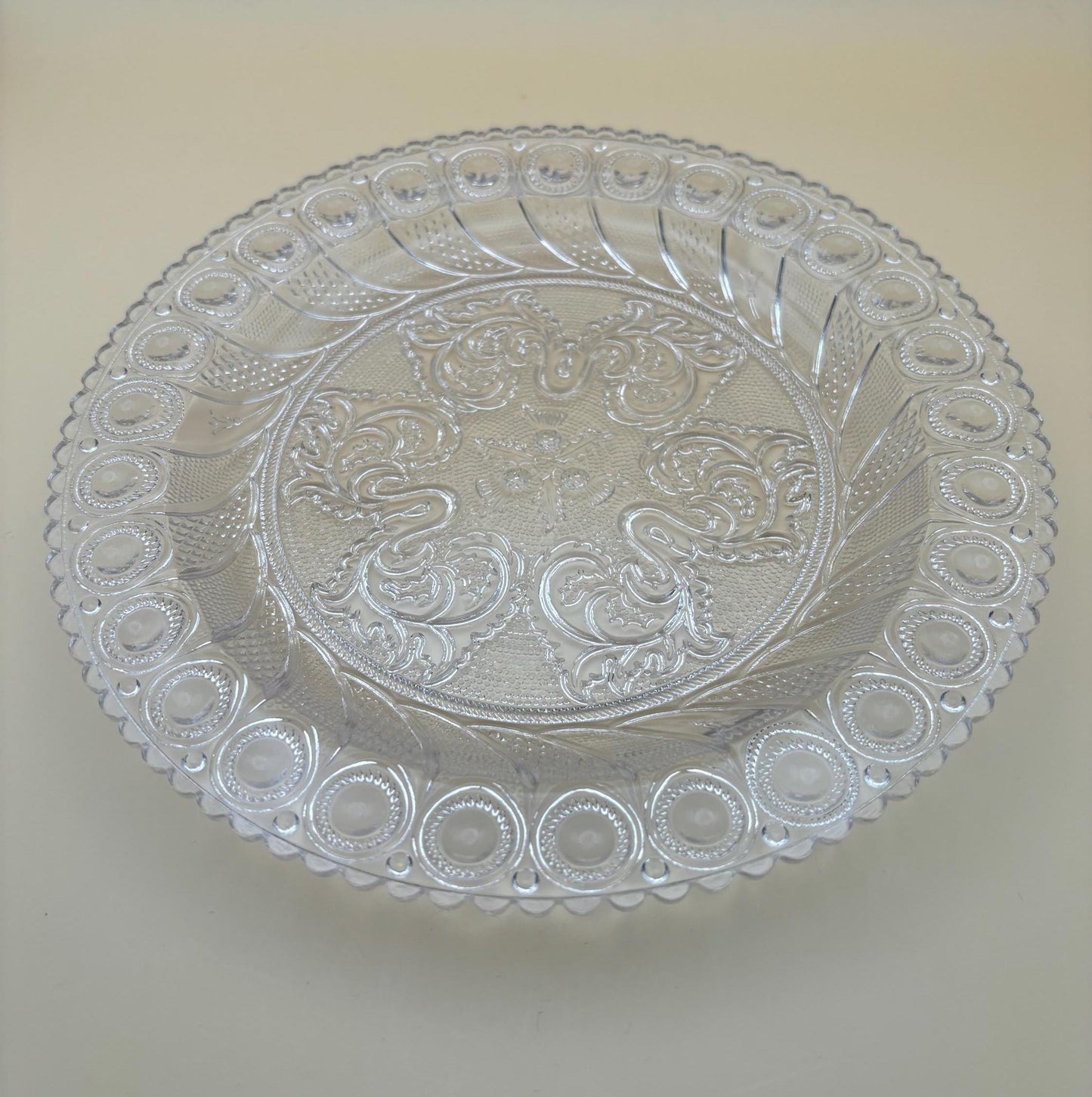 Vintage Crystal Glass Serving Platter Glass Serving Tray Scrolled Glass Lover Antiques and Vintage