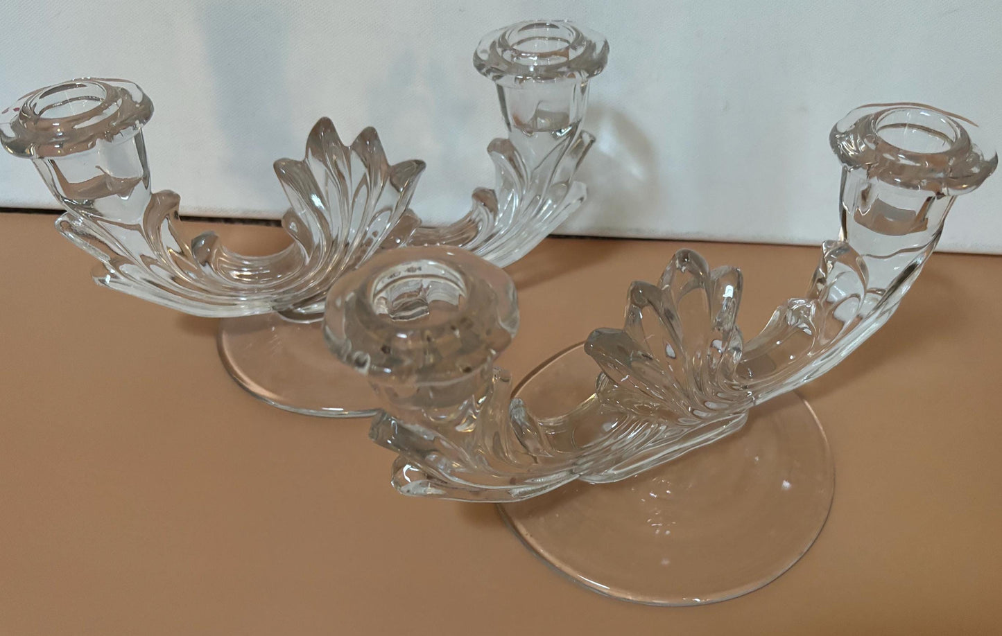 Vintage Fostoria Glass Pair of Candle Holders Candle Sticks Lover Antiques and Vintage