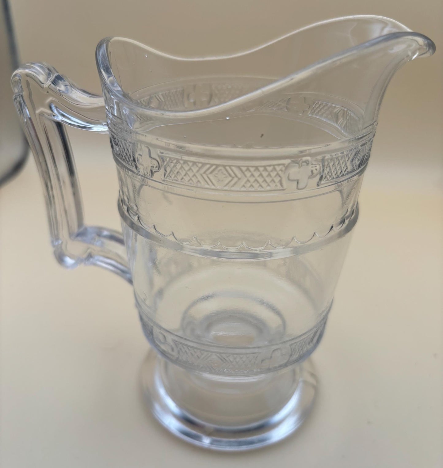 Antique Heisey Glass Creamer or Small Pitcher Creamer Cross Bands Lover Antiques and Vintage