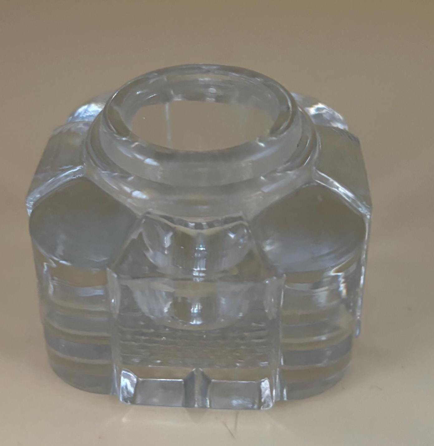 Antique Glass Ink Well Inkwell Glass Art Vanity Jar Dish Container Lover Antiques and Vintage