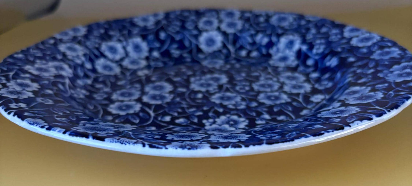 Vintage CALICO Blue Flower Dessert Plates Royal Crownford Ironstone England Blue and White Floral Transferware Lover Antiques