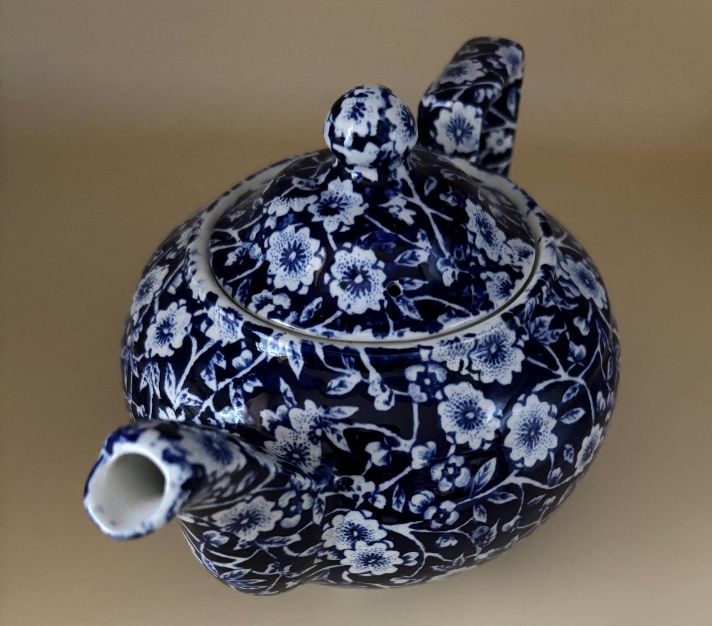 Vintage CALICO Blue Flow Teapot Flower Royal Crownford Ironstone England Blue and White Floral Transferware Lover Antiques and Vintage