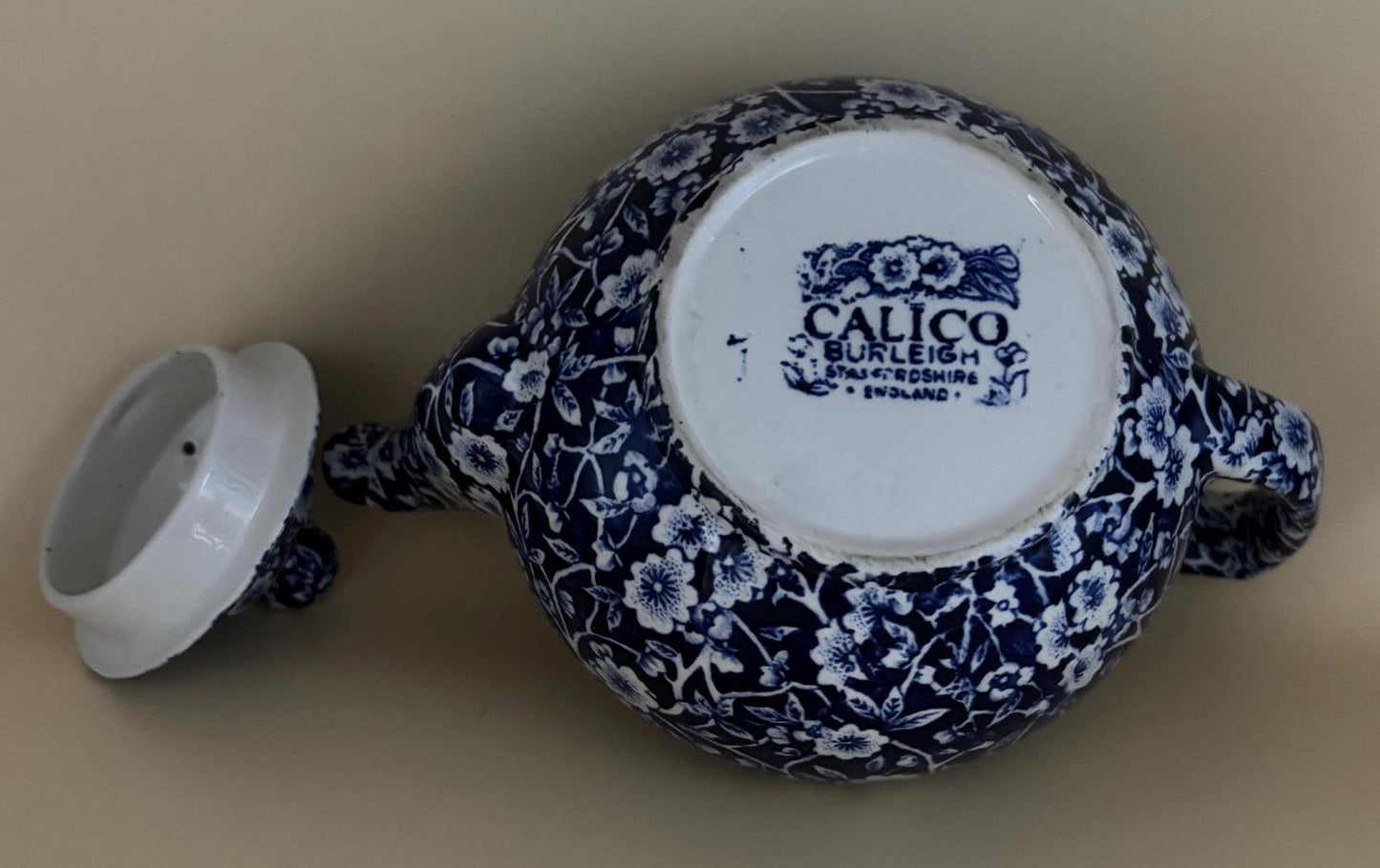 Vintage CALICO Blue Flow Teapot Flower Royal Crownford Ironstone England Blue and White Floral Transferware Lover Antiques and Vintage