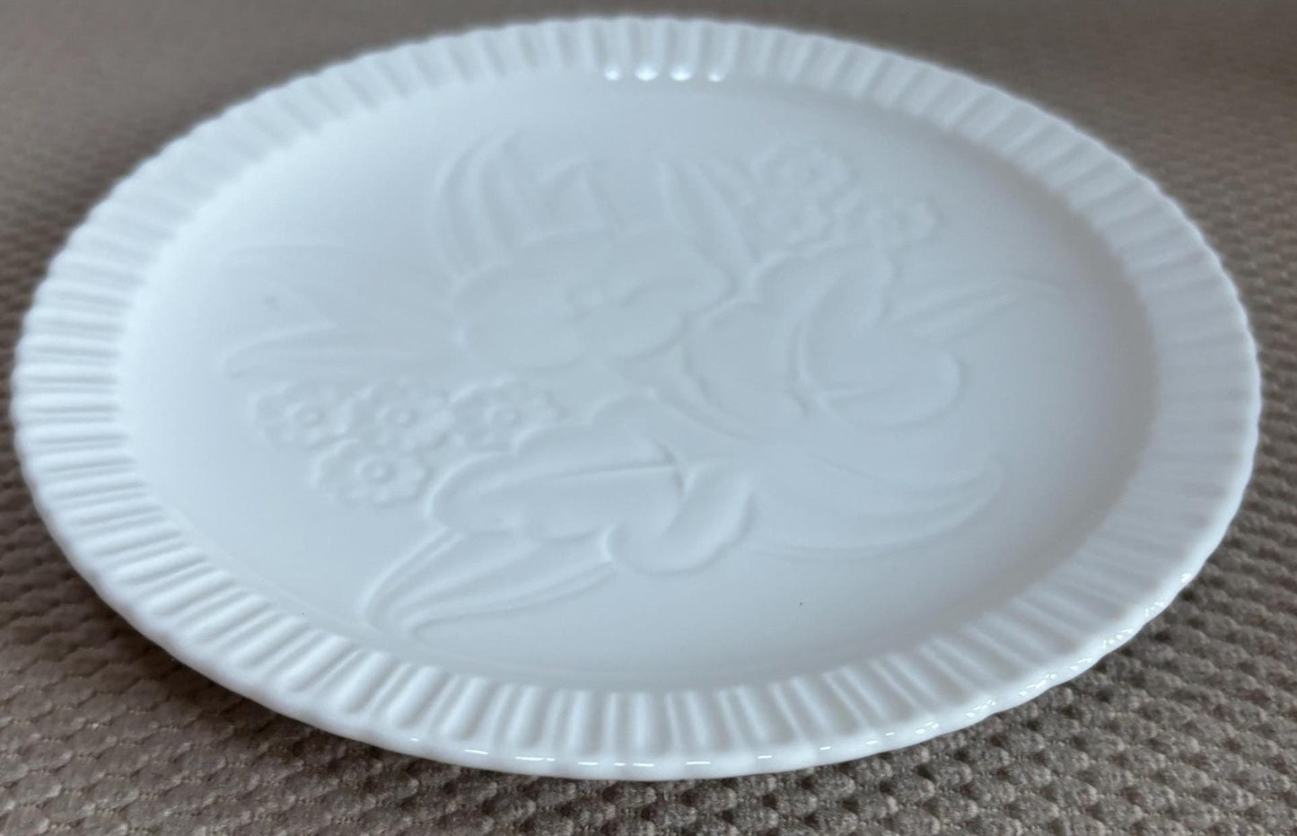 Vintage Shelledge White Etched Saucer Plate with Narrow Flutes Edging Syracuse China Lover Antiques and Vintage