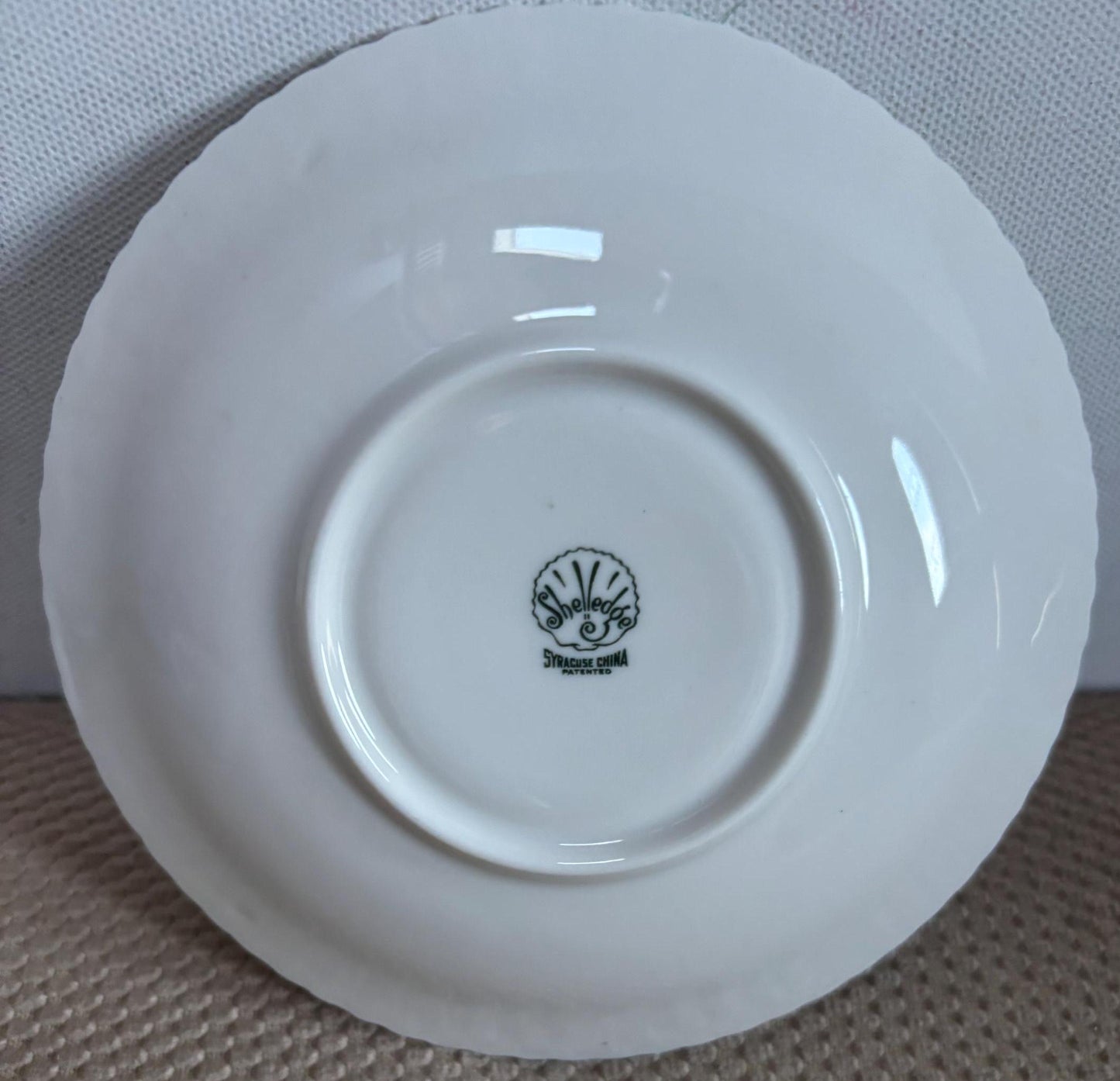 Vintage Shelledge White Etched Saucer Plate with Narrow Flutes Edging Syracuse China Lover Antiques and Vintage