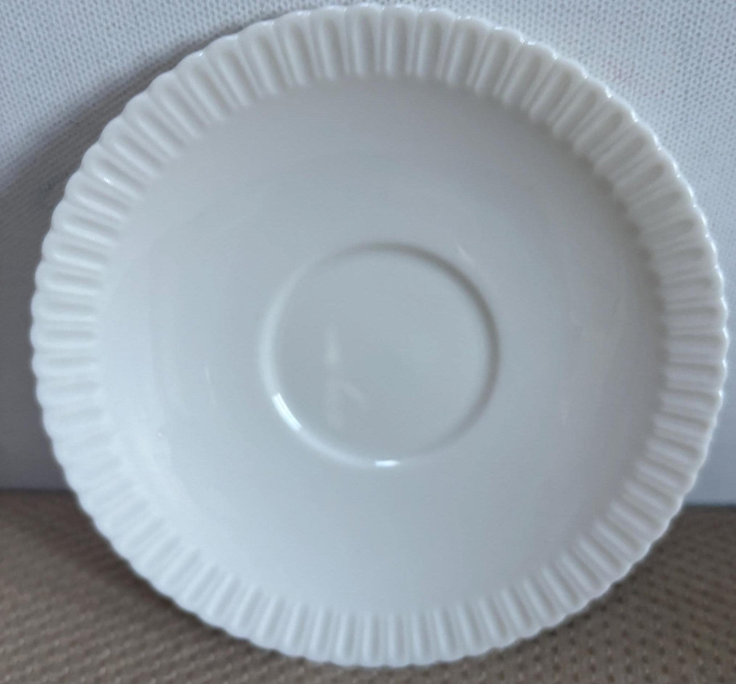Vintage Shelledge White Etched Saucer Plate with Narrow Flutes Edging Syracuse China Lover Antiques and Vintage