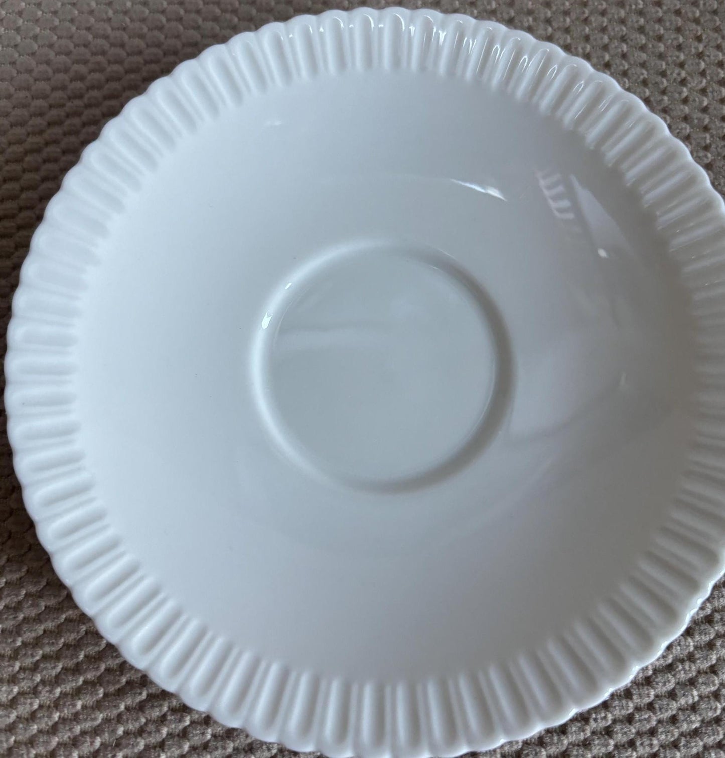 Vintage Shelledge White Etched Saucer Plate with Narrow Flutes Edging Syracuse China Lover Antiques and Vintage