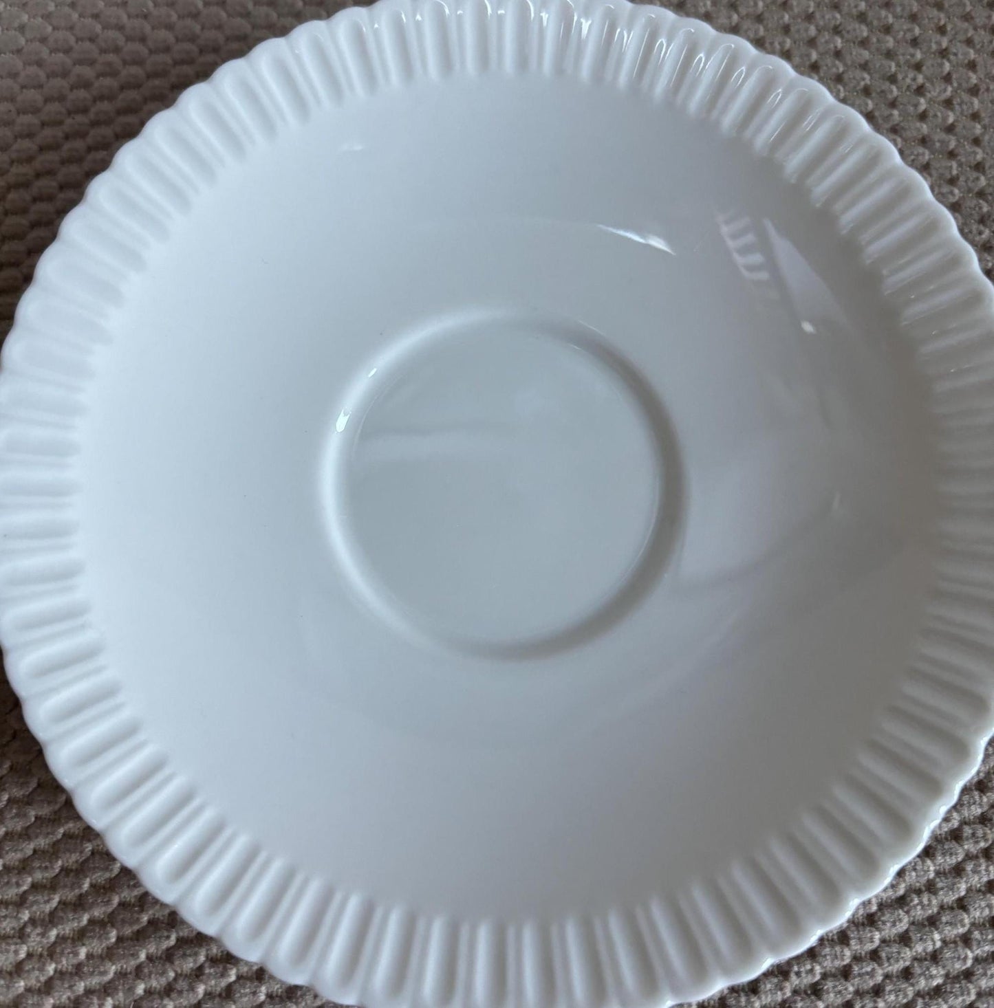 Vintage Shelledge White Etched Saucer Plate with Narrow Flutes Edging Syracuse China Lover Antiques and Vintage