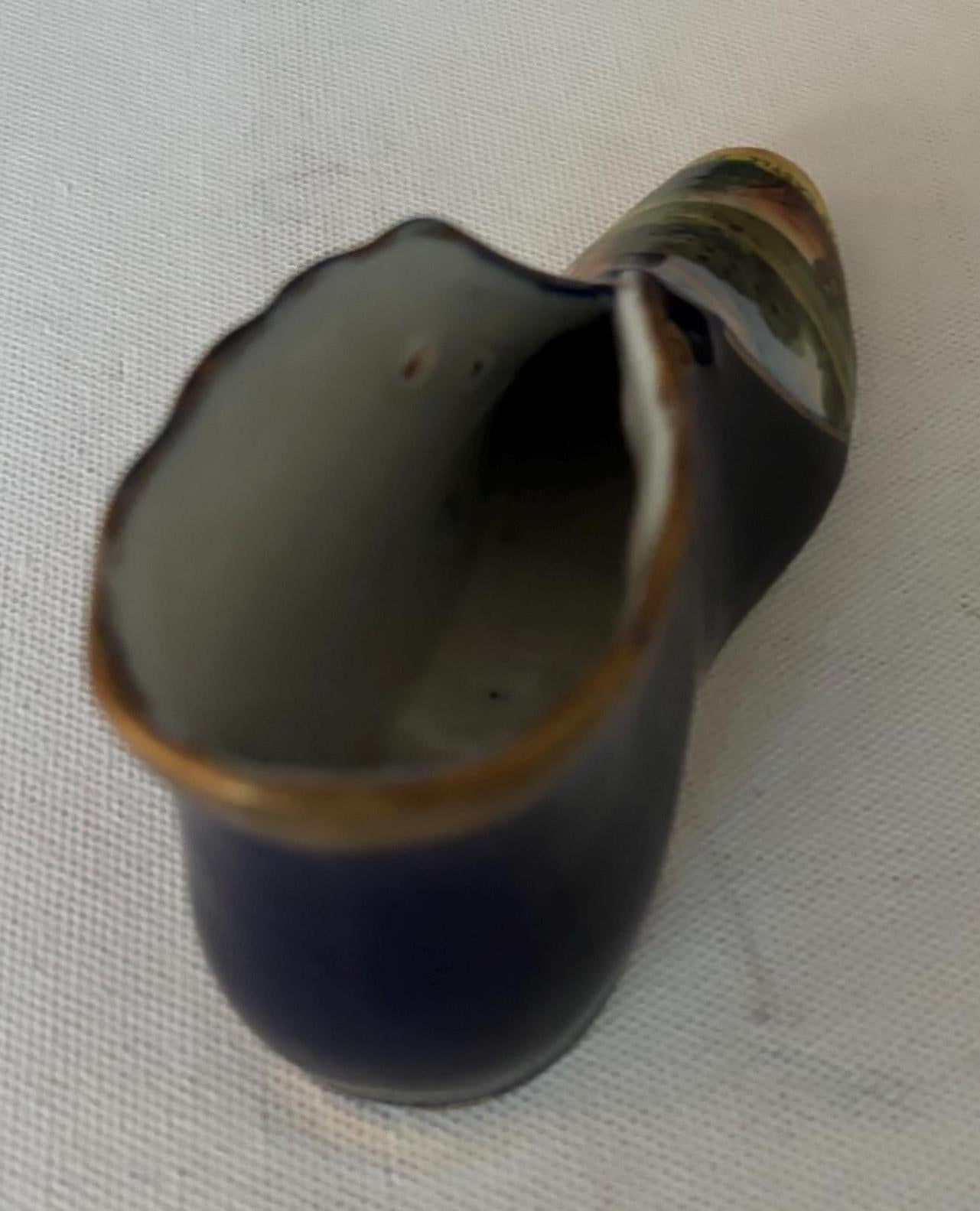 Antique Cobalt Blue Shoe RS Prussian Porcelain Hand Painted Slipper Royal Victoria Hotel Lover Antiques and Vintage