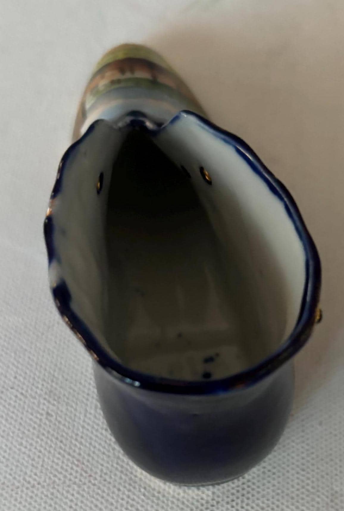 Antique Cobalt Blue Shoe RS Prussian Porcelain Hand Painted Slipper Shoe Ross Castle Killarney Lover Antiques and Vintage