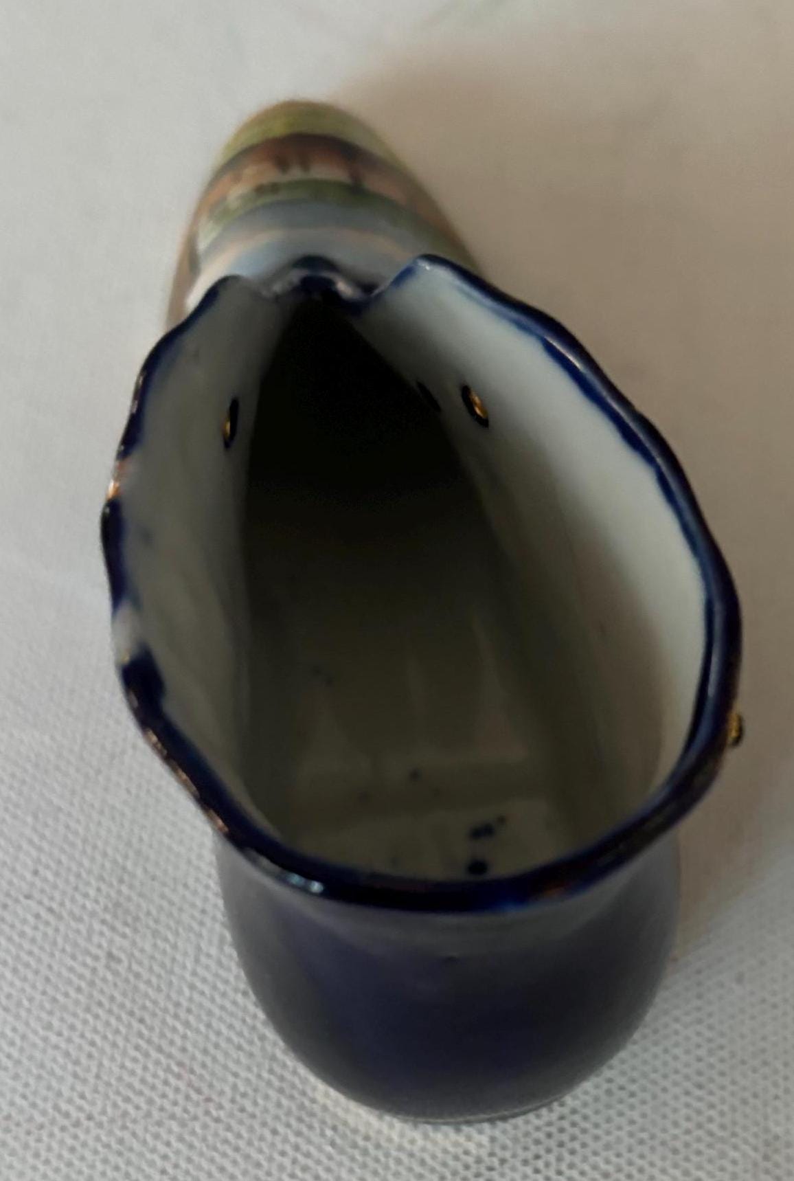 Antique Cobalt Blue Shoe RS Prussian Porcelain Hand Painted Slipper Shoe Ross Castle Killarney Lover Antiques and Vintage