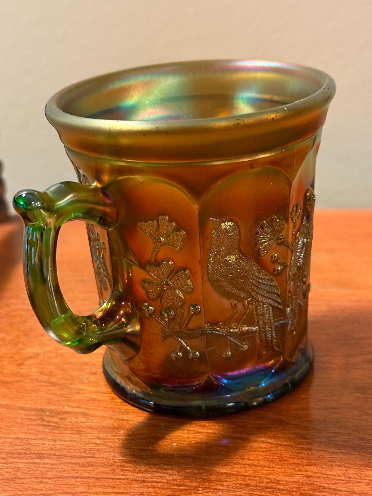 Antique Fenton Marigold Carnival Glass Mug Orange Carnival Glass Cup with Handle Lover Antiques and Vintage