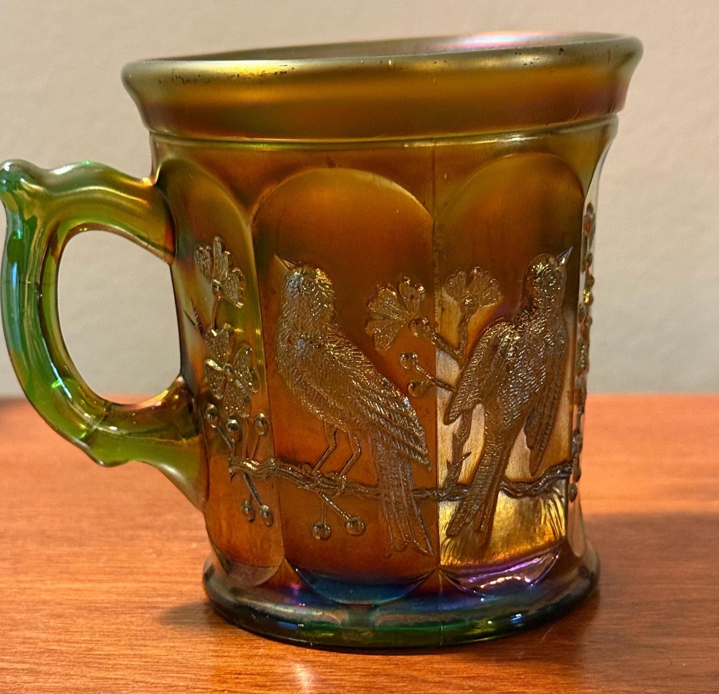Antique Fenton Marigold Carnival Glass Mug Orange Carnival Glass Cup with Handle Lover Antiques and Vintage