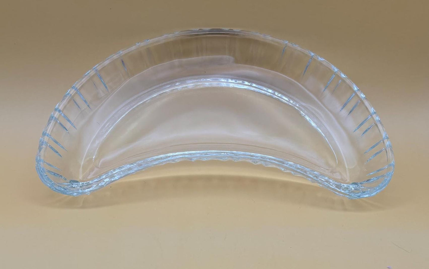 Vintage Glass Crescent Shaped Bowl Serving Tray Lover Antiques and Vintage