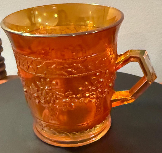 Antique Fenton Marigold Carnival Glass Mug Orange Carnival Glass Cup with Handle Lover Antiques and Vintage
