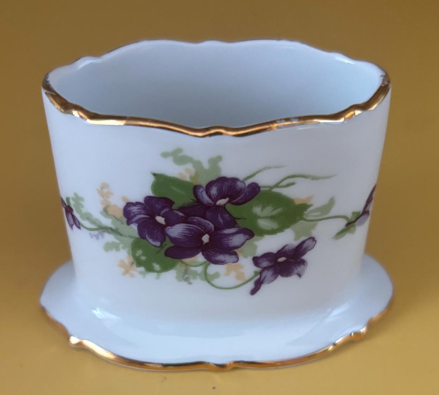Antique Royal Bayreuth of Germany Porcelain Toothpick Holder Hand Painted Violets Pattern Fine Bavarian China Lover Antiques and Vintage