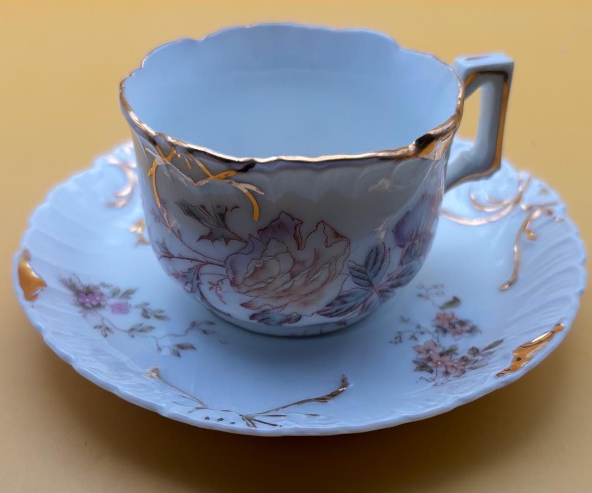 Vintage Porcelain with Gold Gilding Tea Cup and Saucer R & C Made in Germany Cup is Number 81 Saucer Number 84 Lover Antiques and Vintage