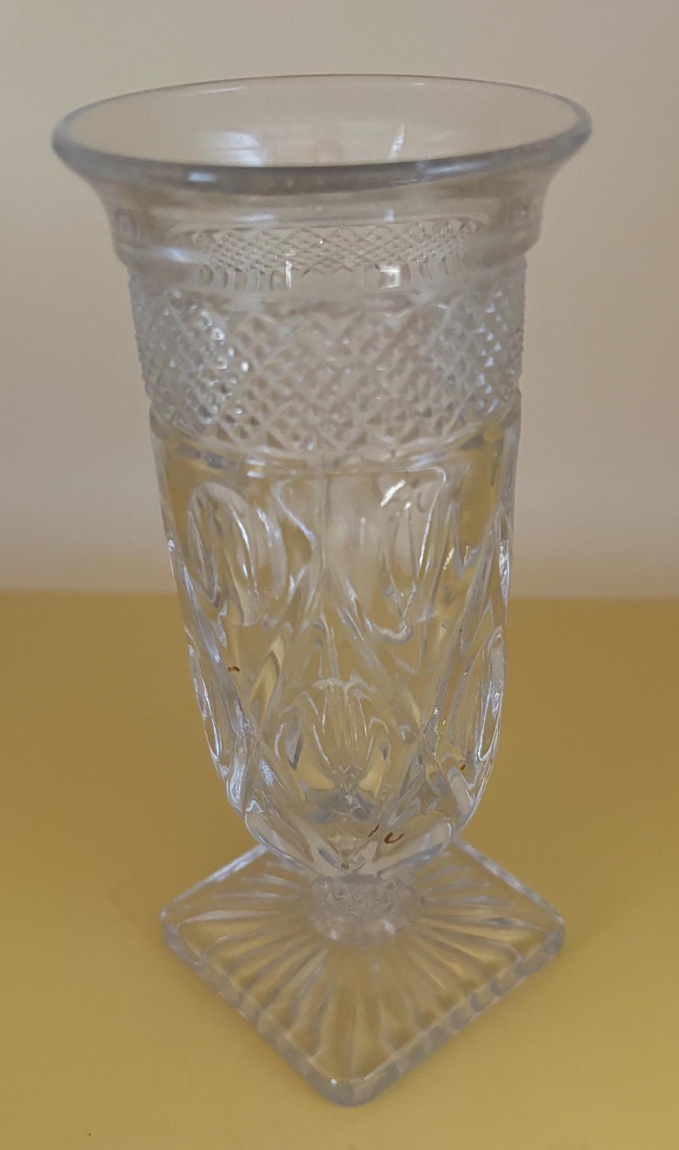 Antique Imperial Glass Crystal Footed Vase Cape Code Flip Vase Bohemia Crystal Cut Glass Footed Vase Lover Antiques and Vintage