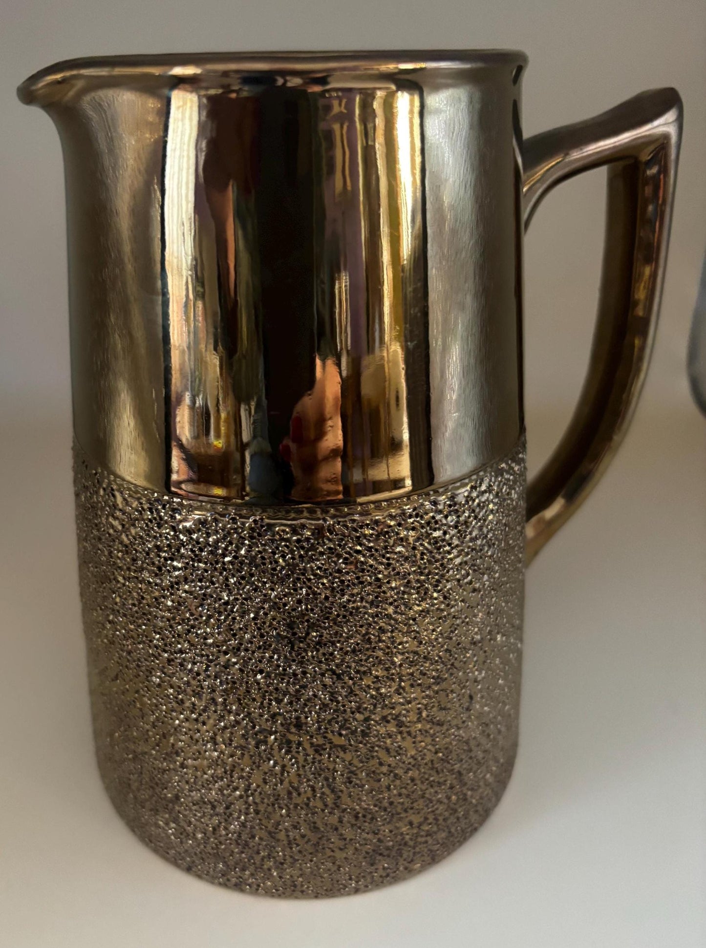Vintage Gold Over Copper Pitcher Metal Pitcher with Cool Design Lover Antiques and Vintage