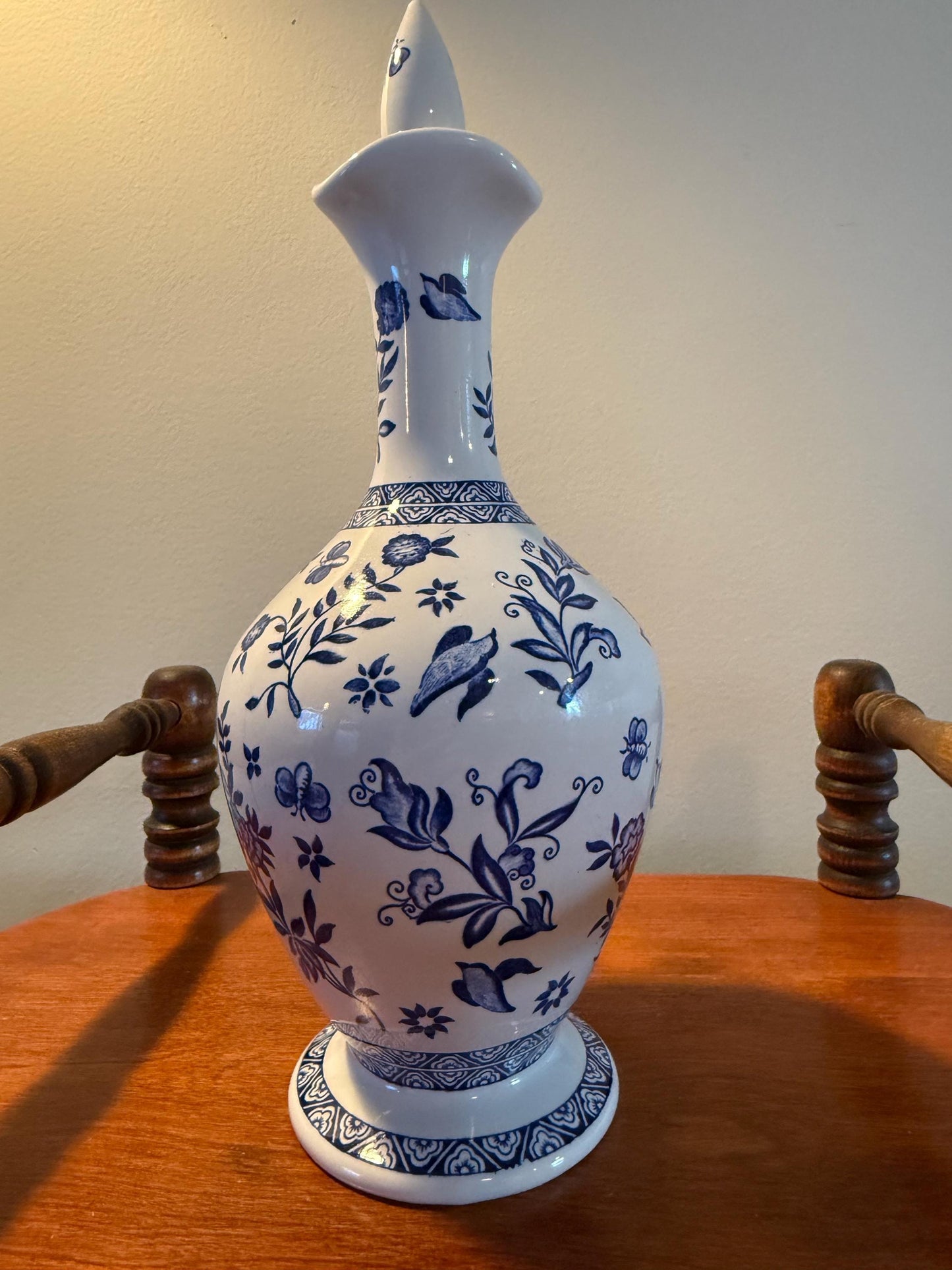 Vintage Coalport of England Decanter with Stopper Porcelain Blue & White Decanter Lover Antiques and Vintage