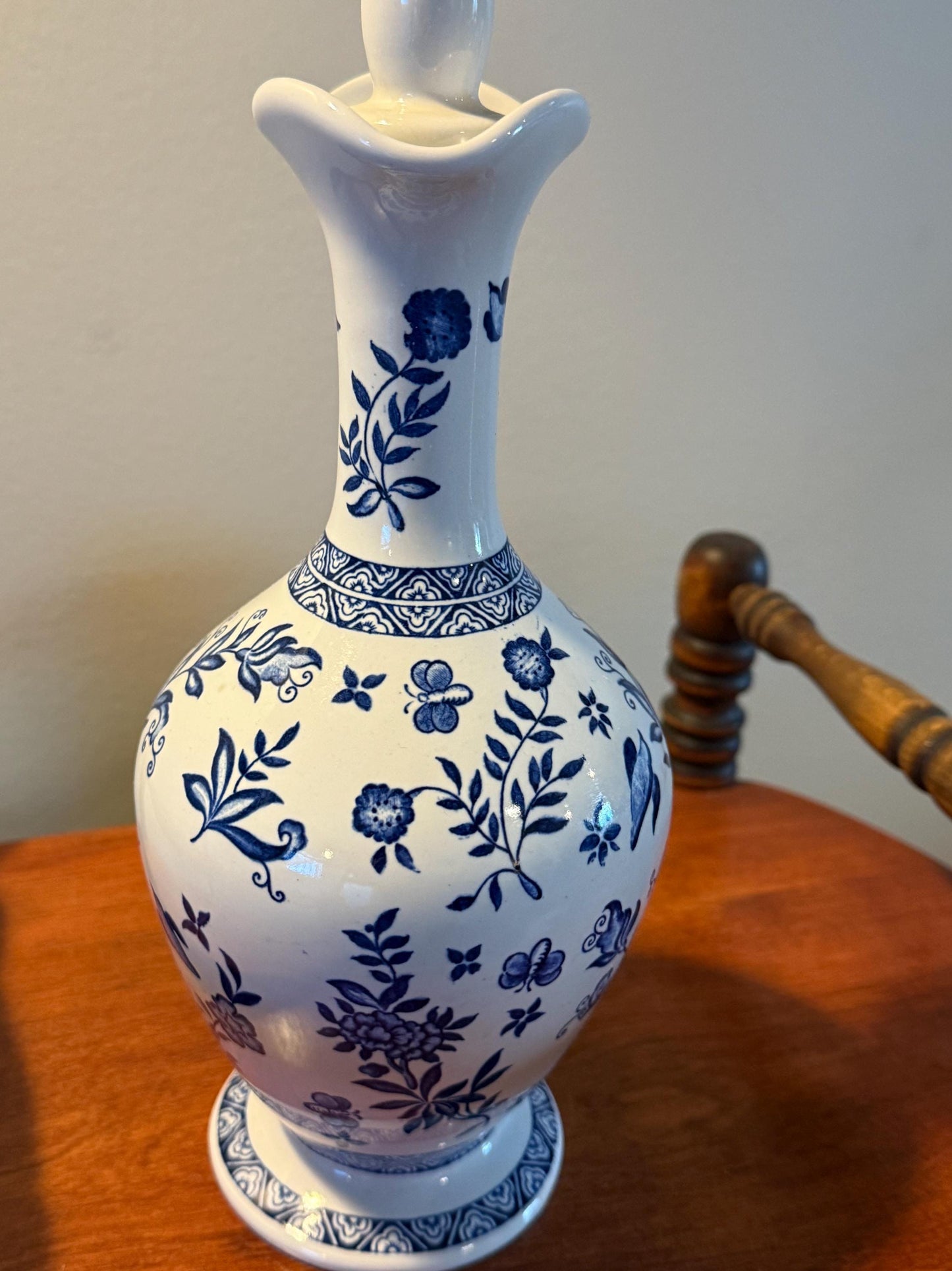 Vintage Coalport of England Decanter with Stopper Porcelain Blue & White Decanter Lover Antiques and Vintage
