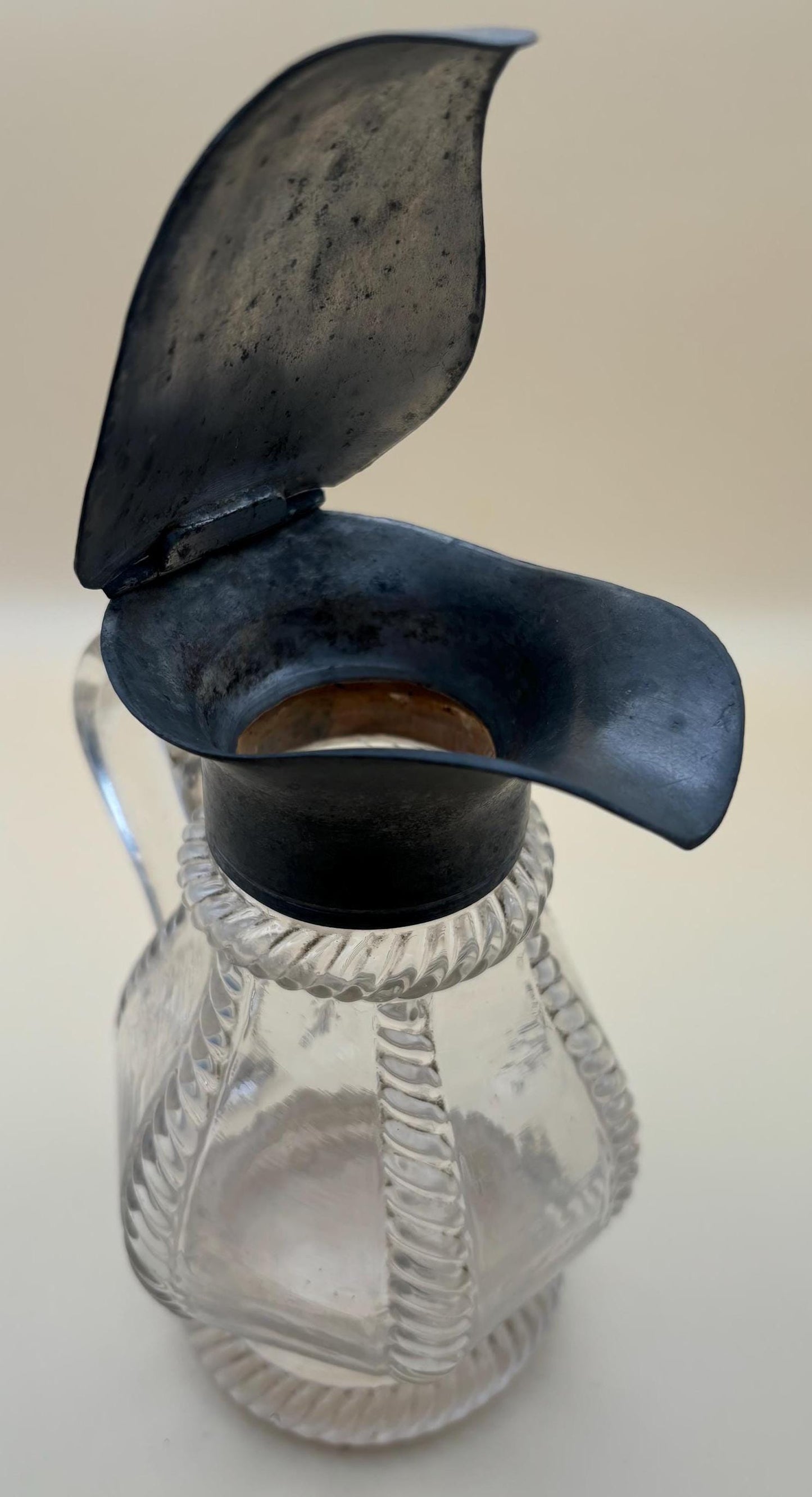 Antique Sandwich Glass Molasses Pitcher Crystal Etched Glass Jug Lover Antiques and Vintage