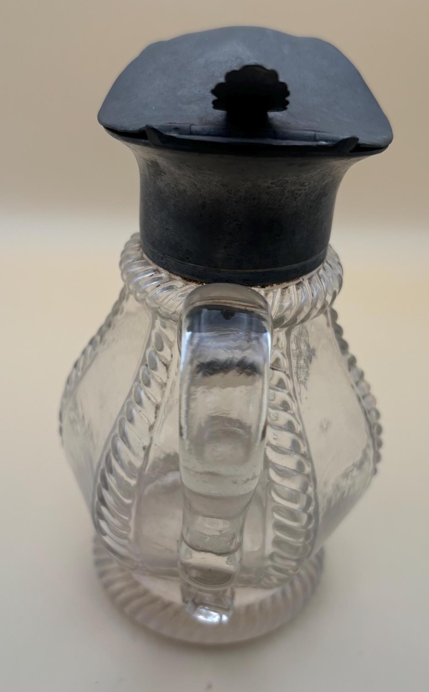 Antique Sandwich Glass Molasses Pitcher Crystal Etched Glass Jug Lover Antiques and Vintage