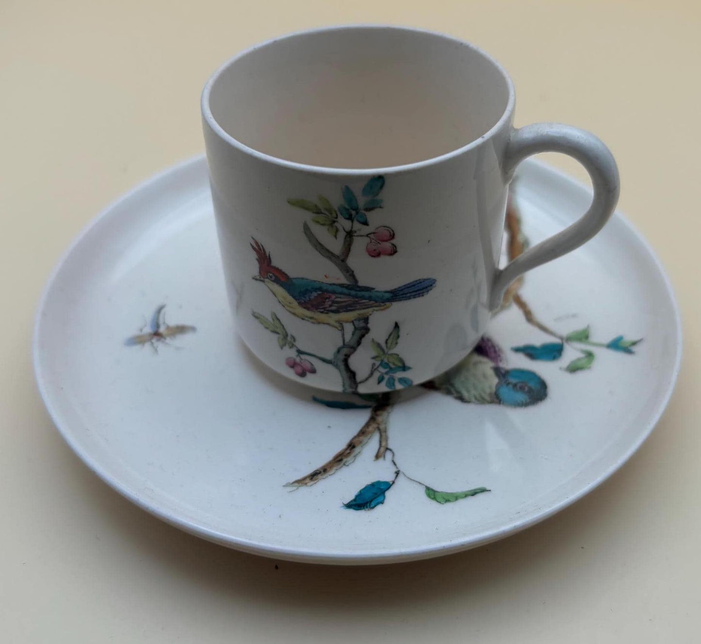 Antique Ridgeway Indus Porcelain Tea Cup and Saucer Blue Bird RARE Lover Antiques and Vintage