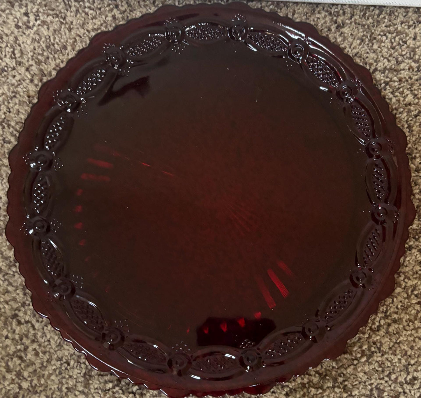 Avon Cape Cod Dinner Plate Ruby Red Glass Lover Antiques and Vintage