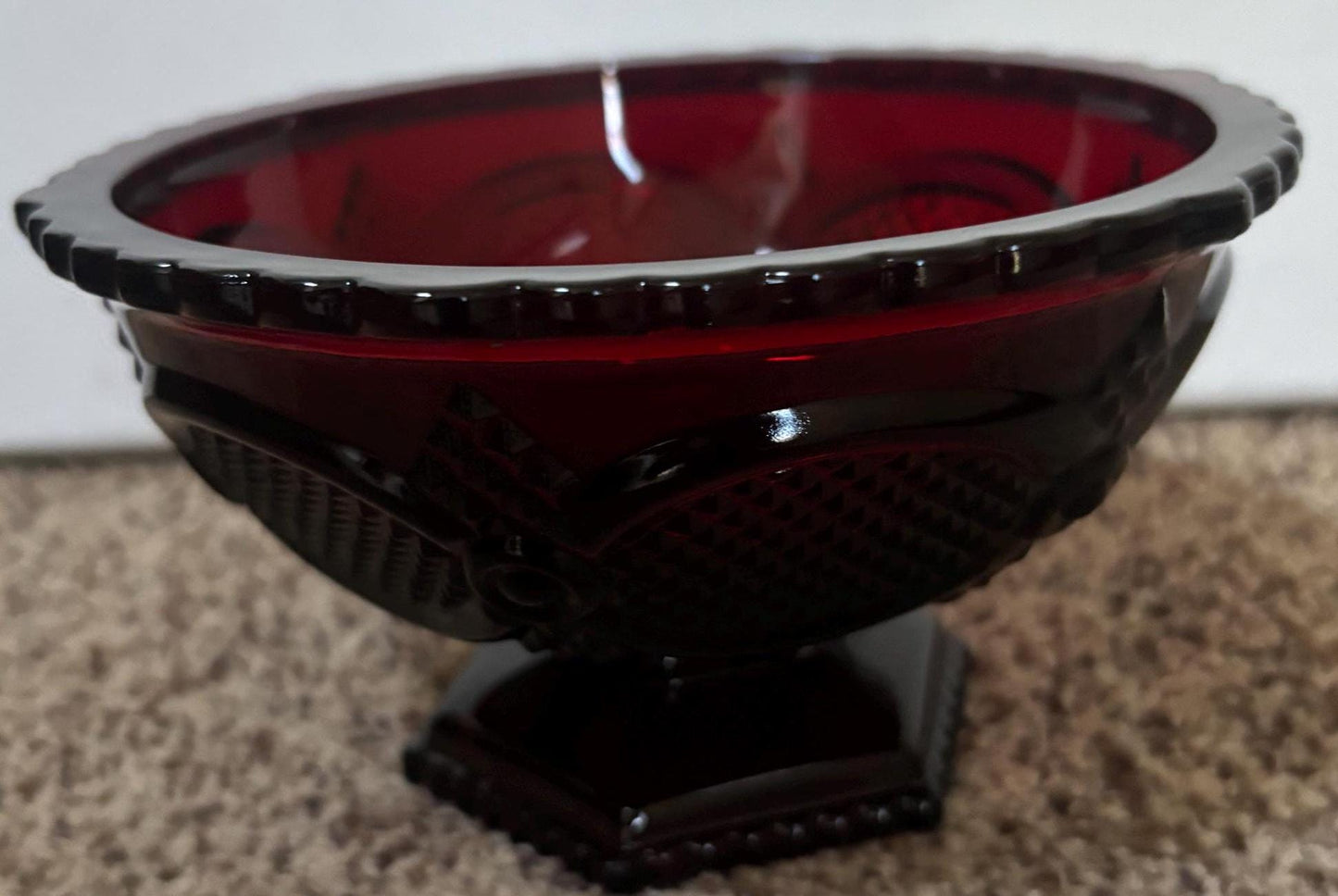 Avon Cape Cod Candy Dish Bowl Ruby Red Glass Lover Antiques and Vintage