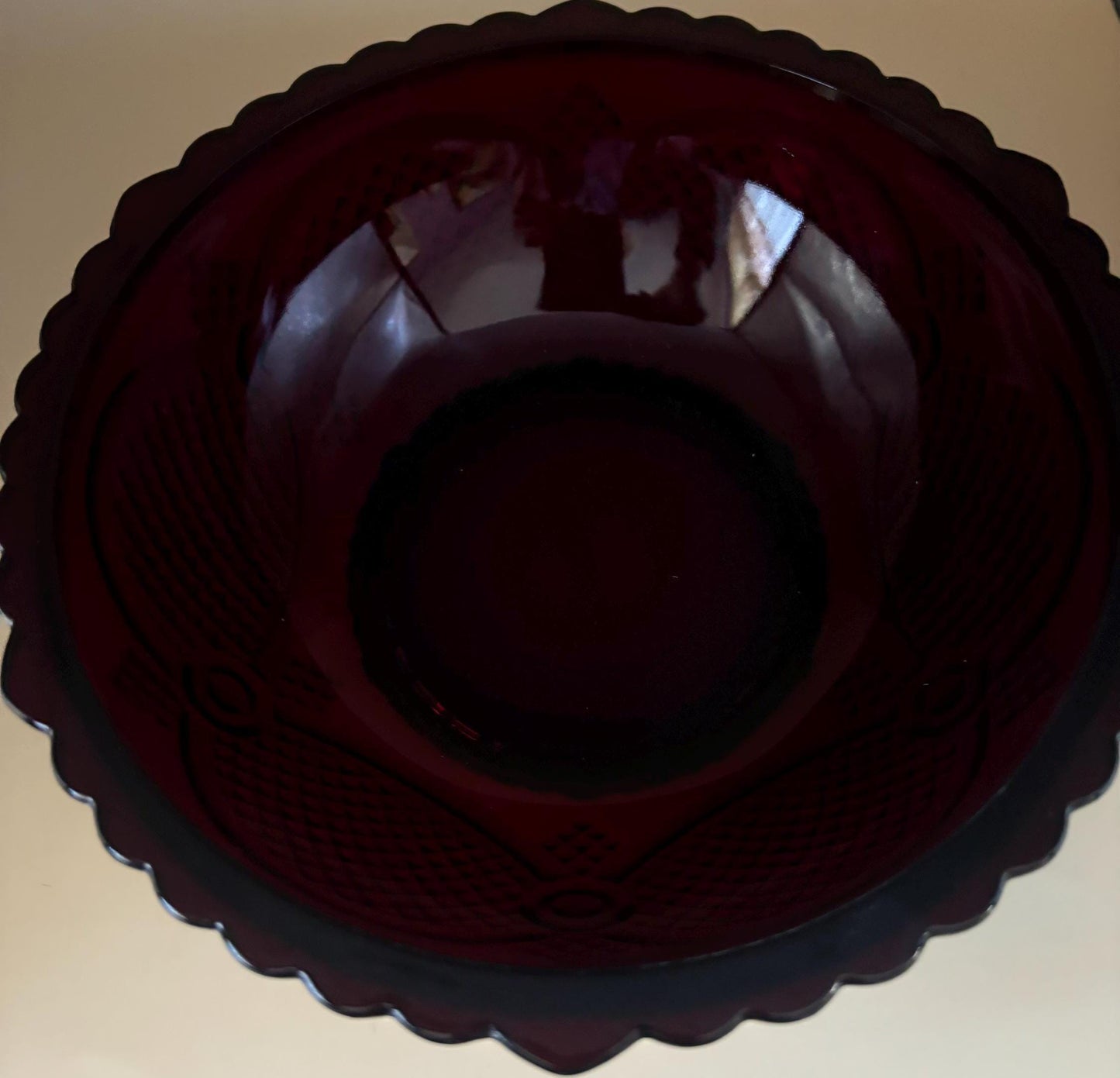 Avon Cape Cod Centennial Bowl Candy Dish Bowl Ruby Red Glass Lover Antiques and Vintage