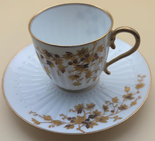 Antique G. D & C. Limoges of France Depose Porcelain Tea Cup and Saucer Hand Painted Leaves Lover Antiques and Vintage