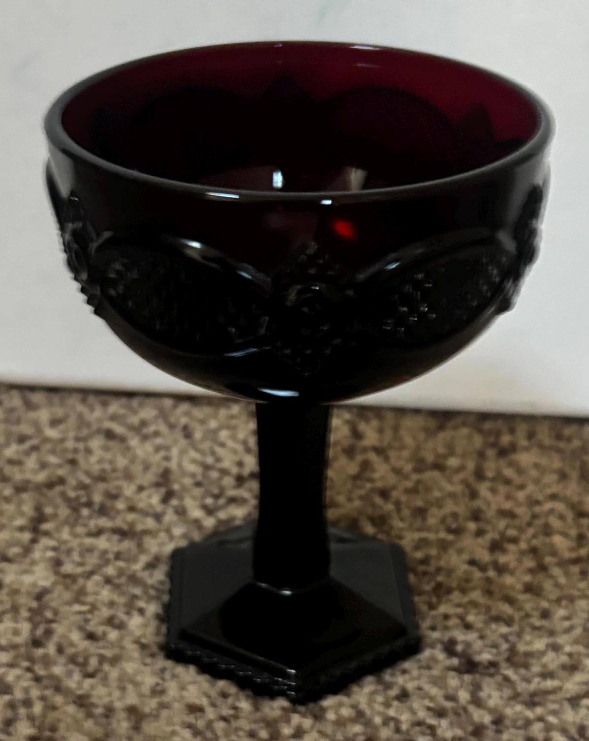 Vintage Avon Cape Cod Champagne Glass Ruby Red Glass Lover Antiques and Vintage