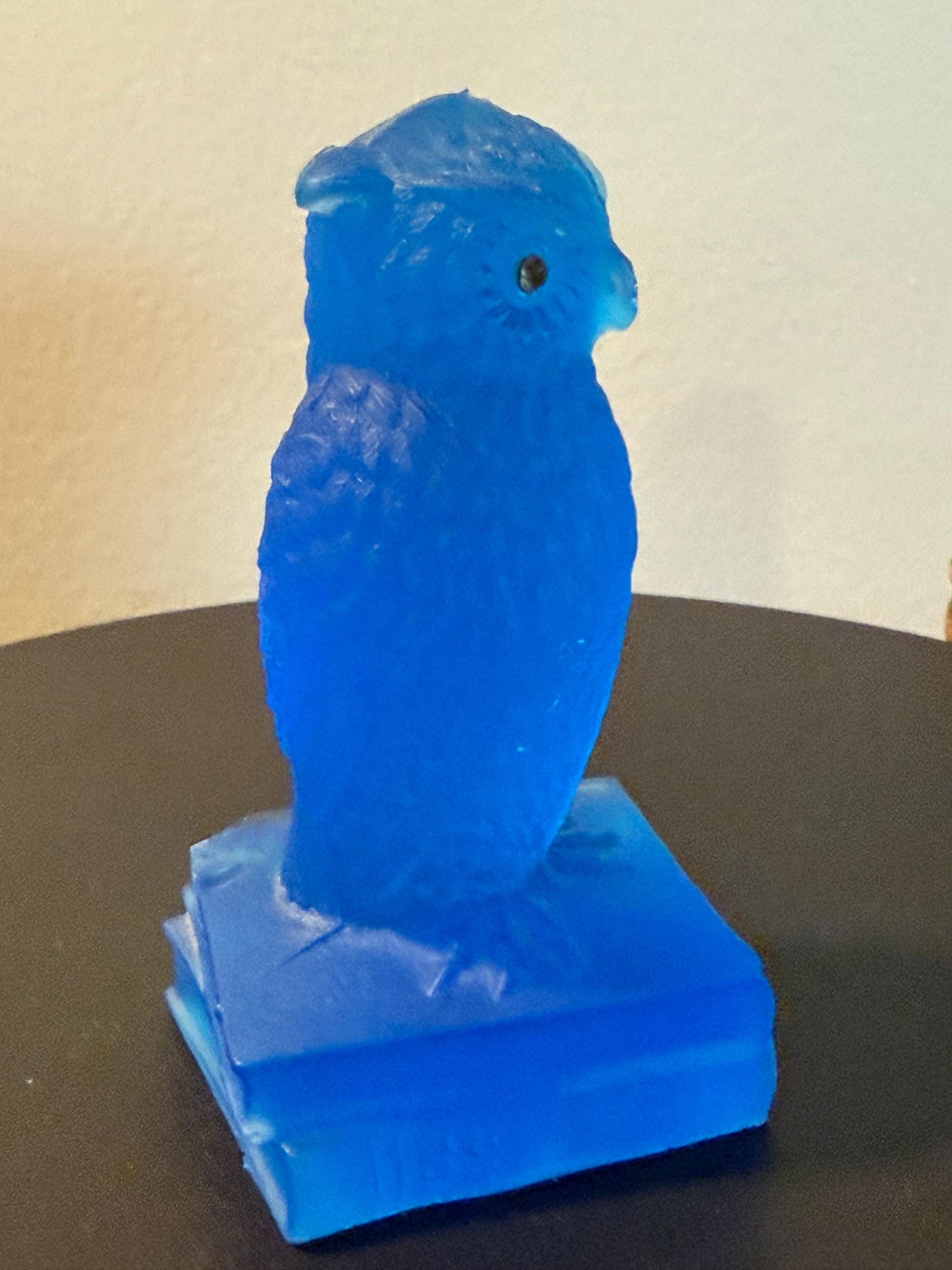 Vintage Blue Owl by Westmoreland Glass Blue Satin Owl on Book Statue Lover Antiques and Vintage