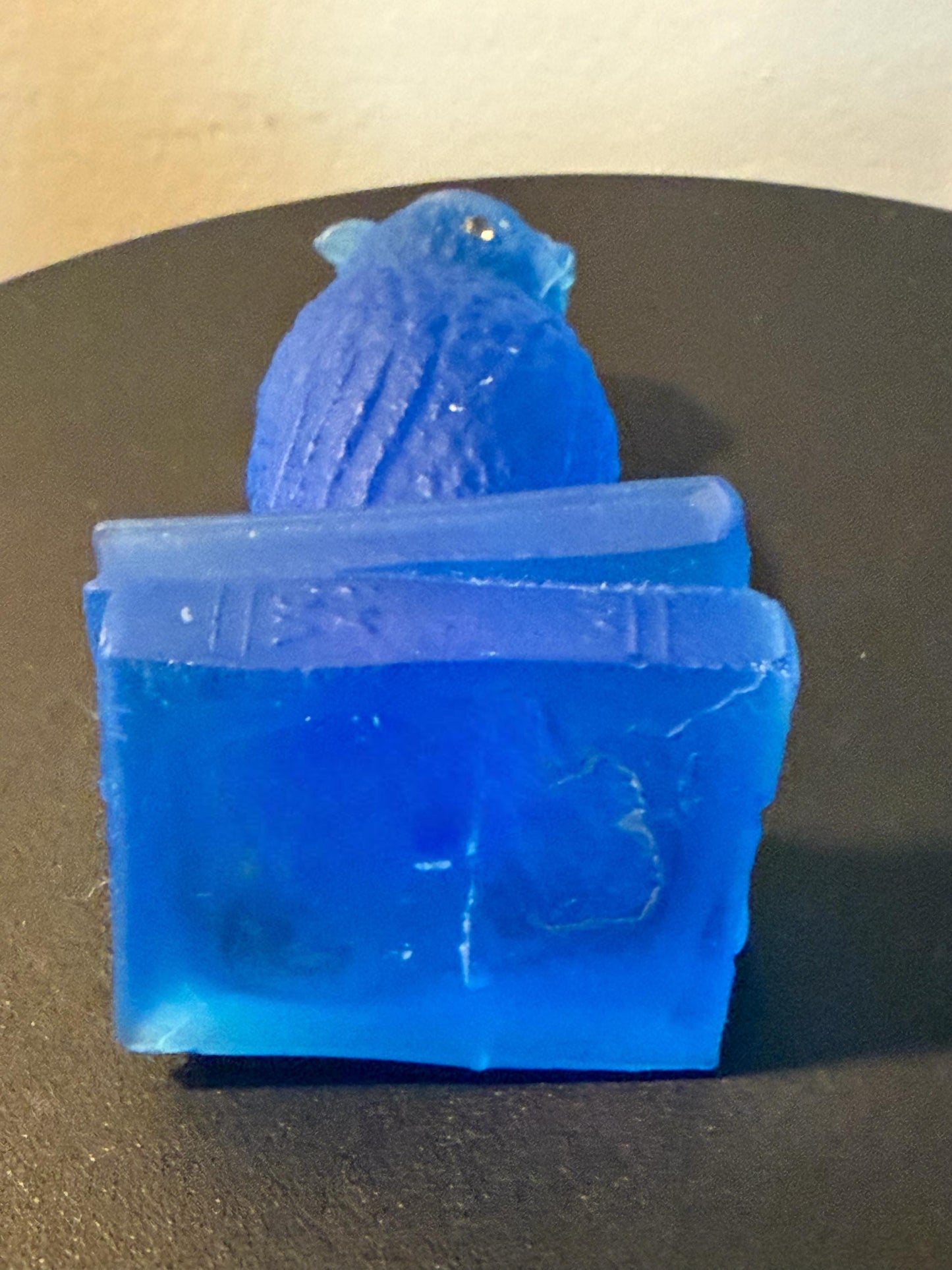 Vintage Blue Owl by Westmoreland Glass Blue Satin Owl on Book Statue Lover Antiques and Vintage