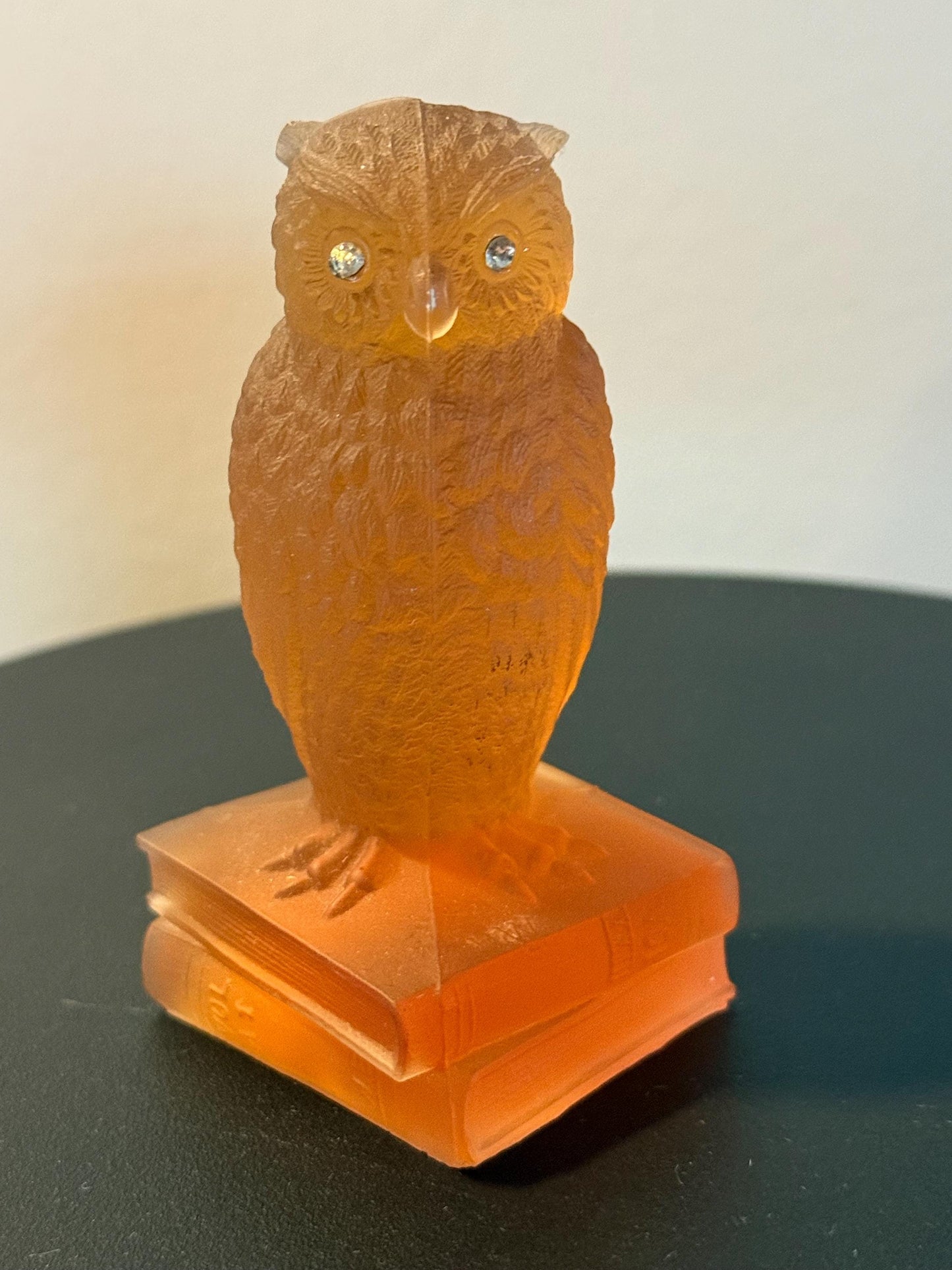 Vintage Amber Glass Owl Figurine Owl on Book Statue Orange Owl Figure by Westmoreland Lover Antiques and Vintage