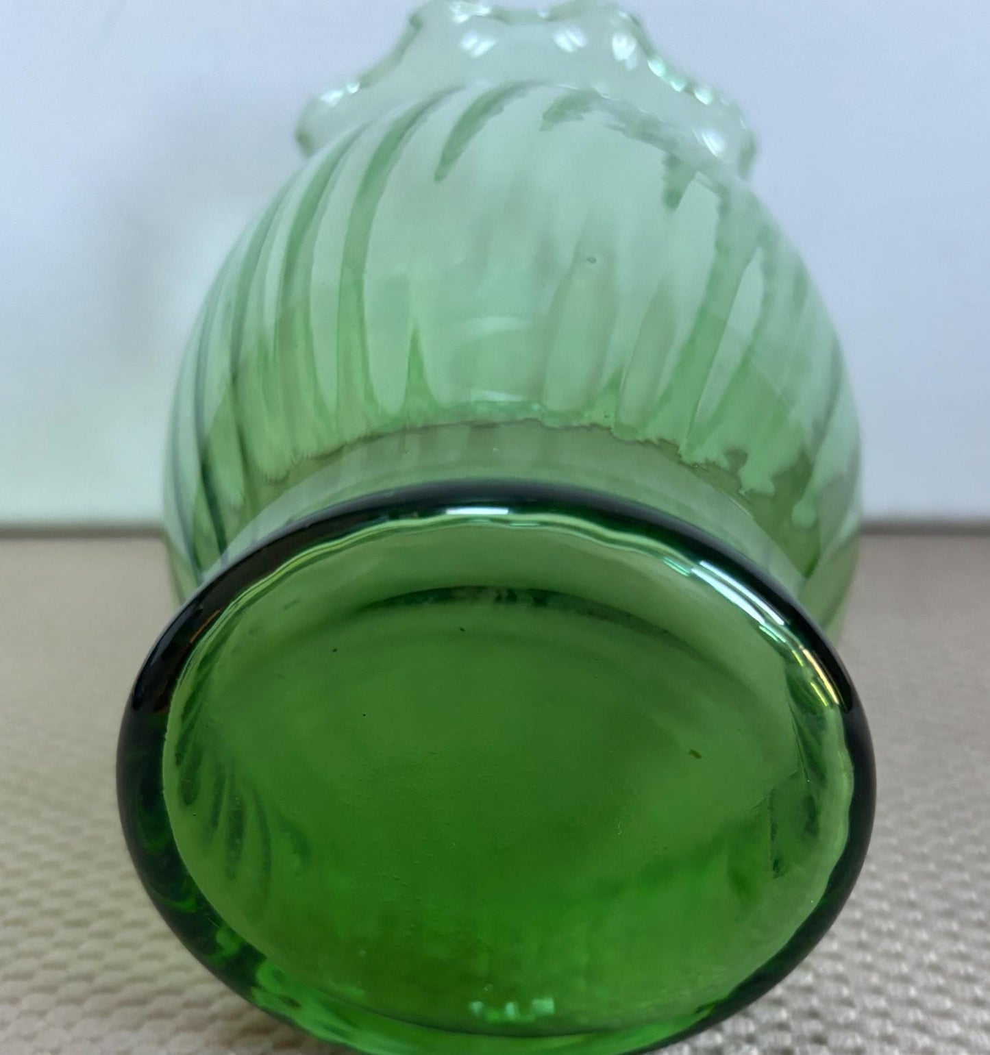 Vintage Emerald Green Truffled Vase Swirl Glass Vase Lover Antiques and Vintage