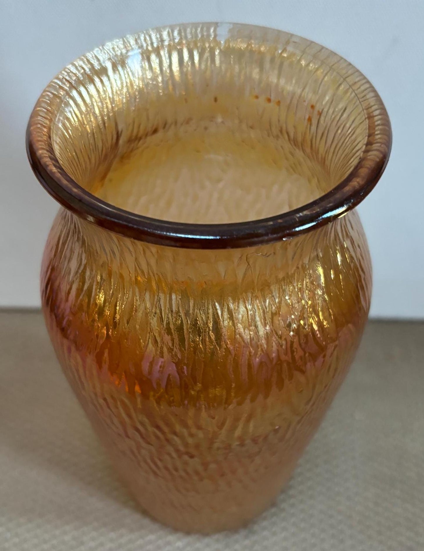 Vintage Jeannette Marigold Carnival Glass Vase Orange Carnival Glass Lover Antiques and Vintage