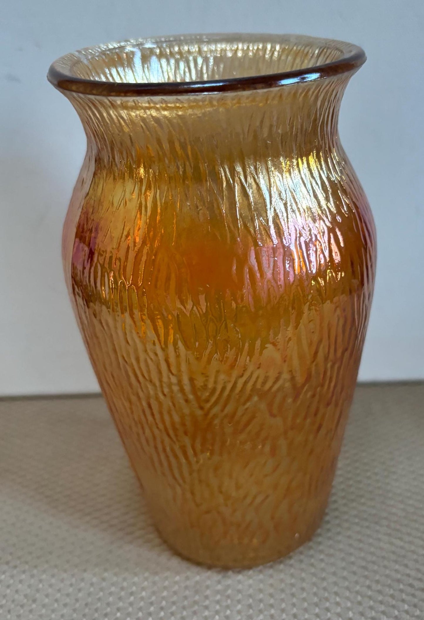 Vintage Jeannette Marigold Carnival Glass Vase Orange Carnival Glass Lover Antiques and Vintage