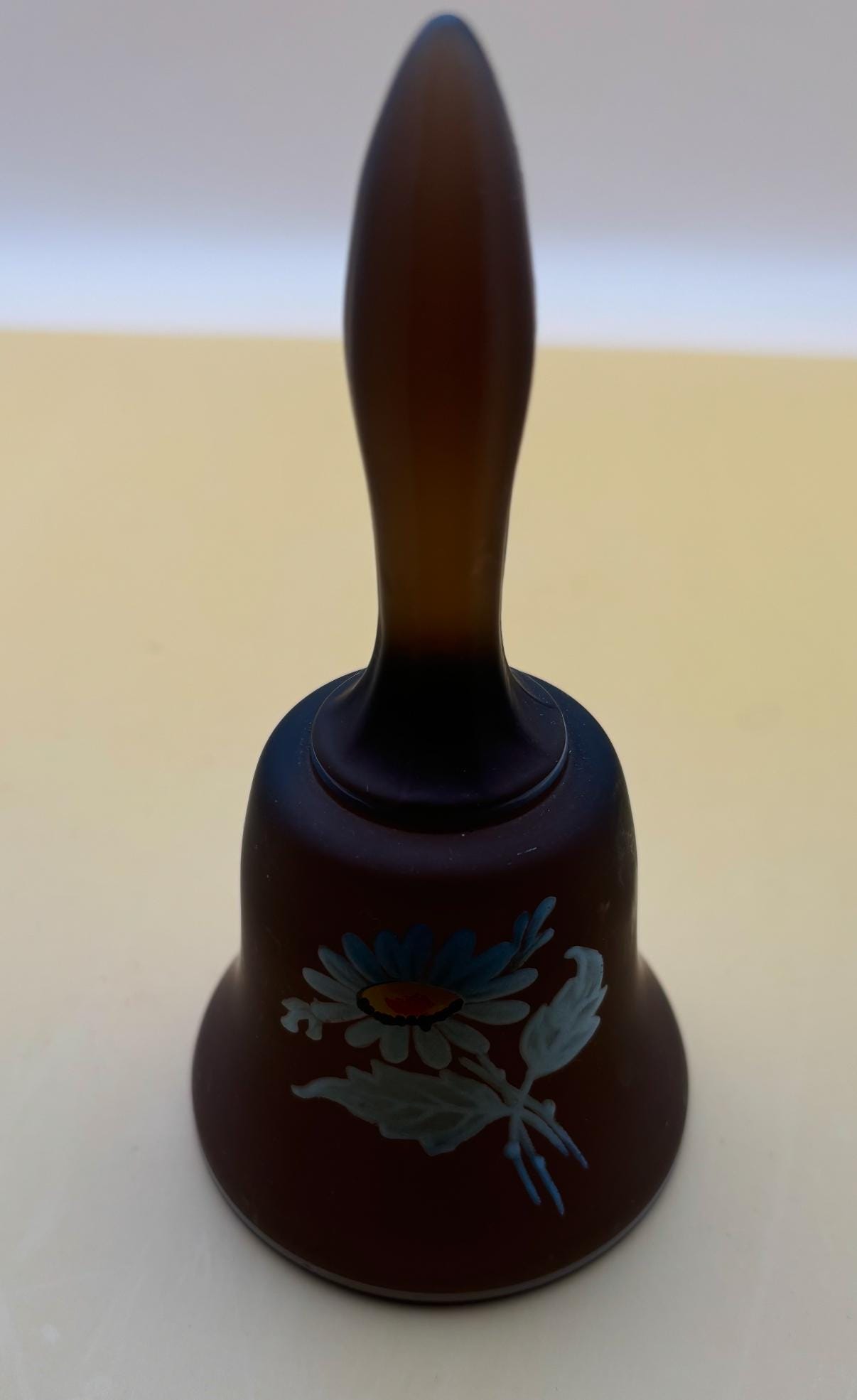 Vintage Westmoreland Black Satin Glass Bell with Hand Painted Floral Design Lover Antiques and Vintage