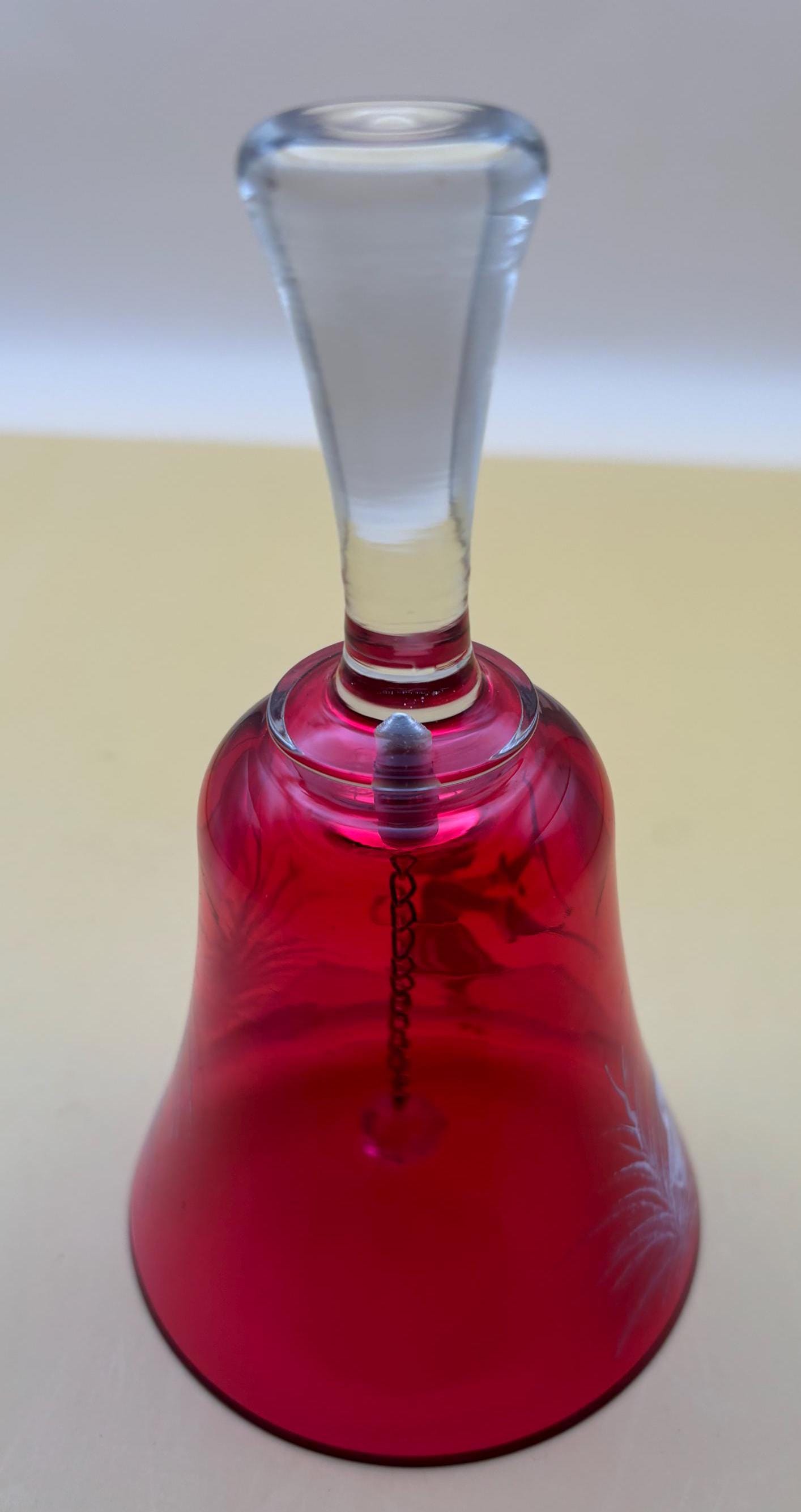 Vintage Cranberry Glass Bell with Glass Handle Mary Gregory Glass Art Lover Antiques and Vintage