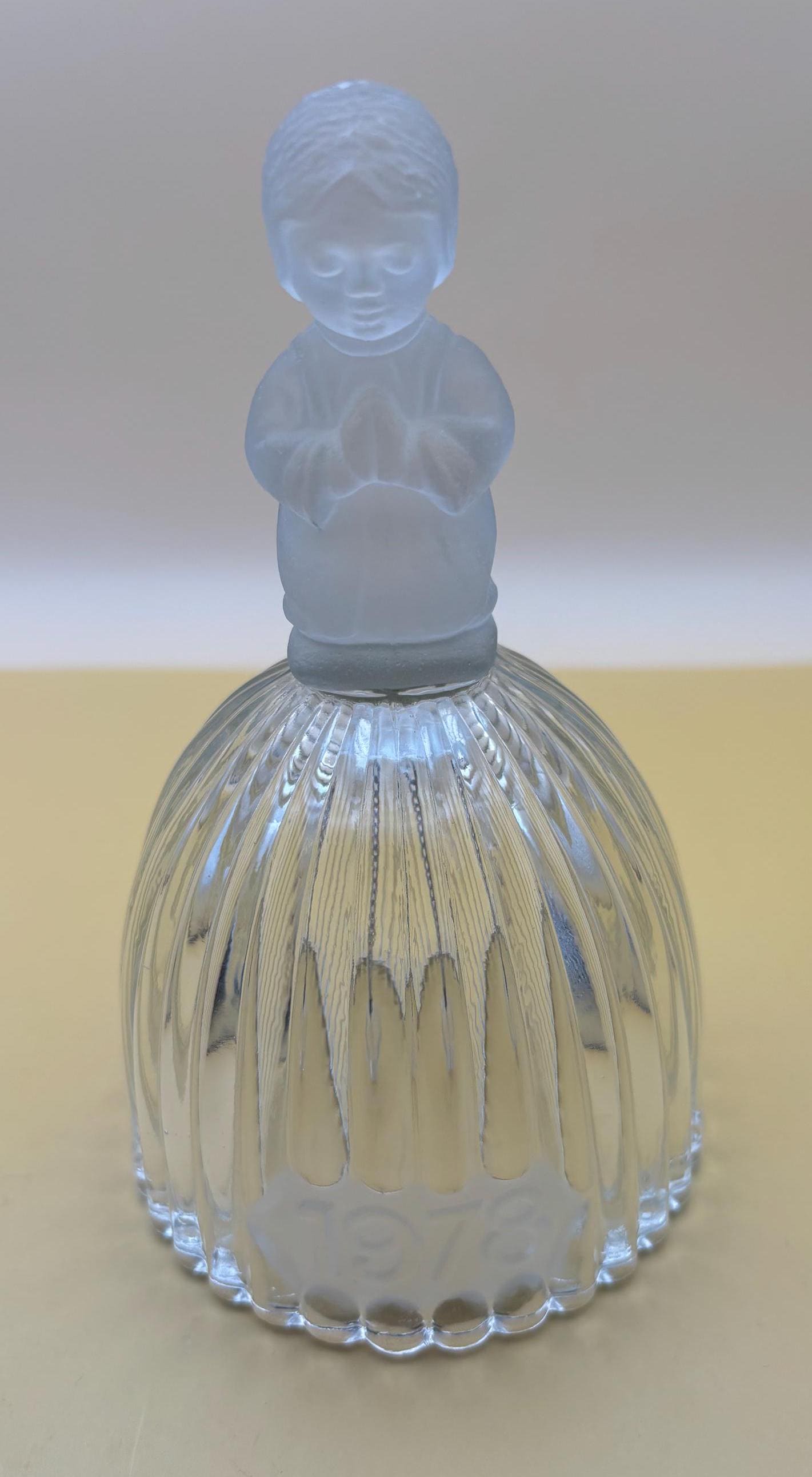 Vintage Goebel Crystal Glass Bell with Child Handle Christmas Bell Lover Antiques and Vintage