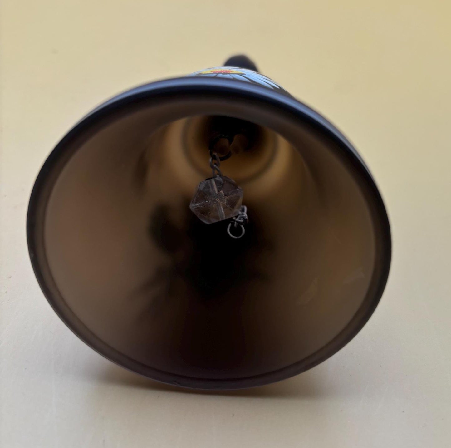 Vintage Westmoreland Black Satin Glass Bell with Hand Painted Floral Design Lover Antiques and Vintage