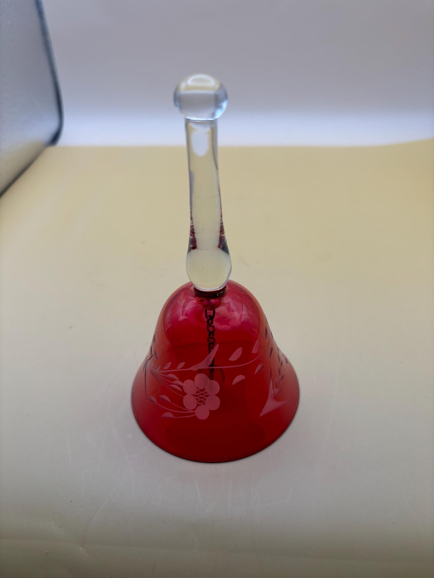 Vintage Cranberry Crystal Glass Bell Pink Glass Art Lover Antiques and Vintage