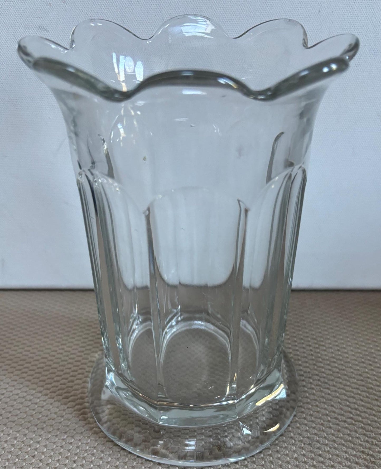 Vintage Glass Vase with Flower Design at Mouth Lover Antiques and Vintage