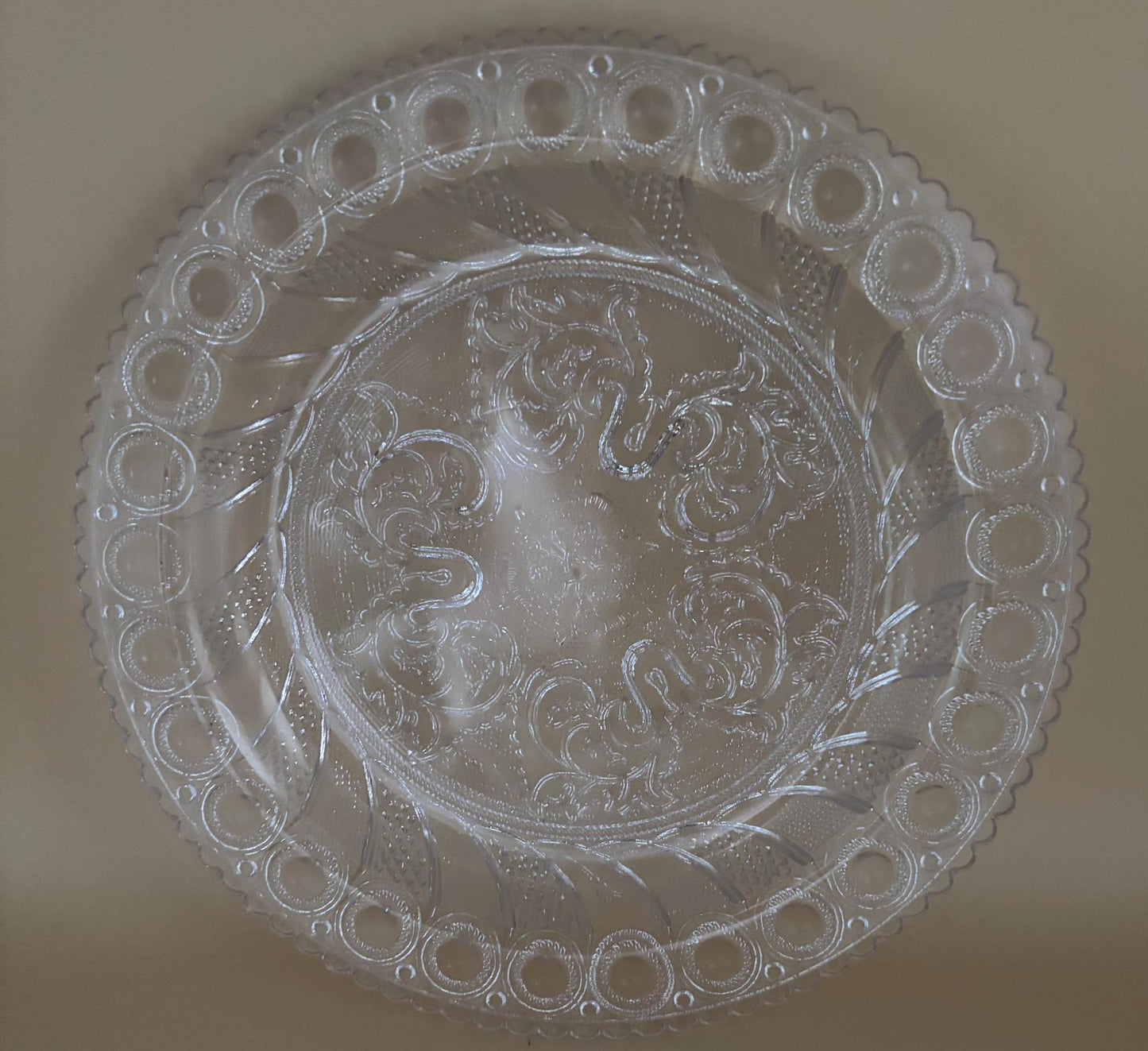Vintage Imperial Glass Sandwich Scroll Plate Lover Antiques and Vintage