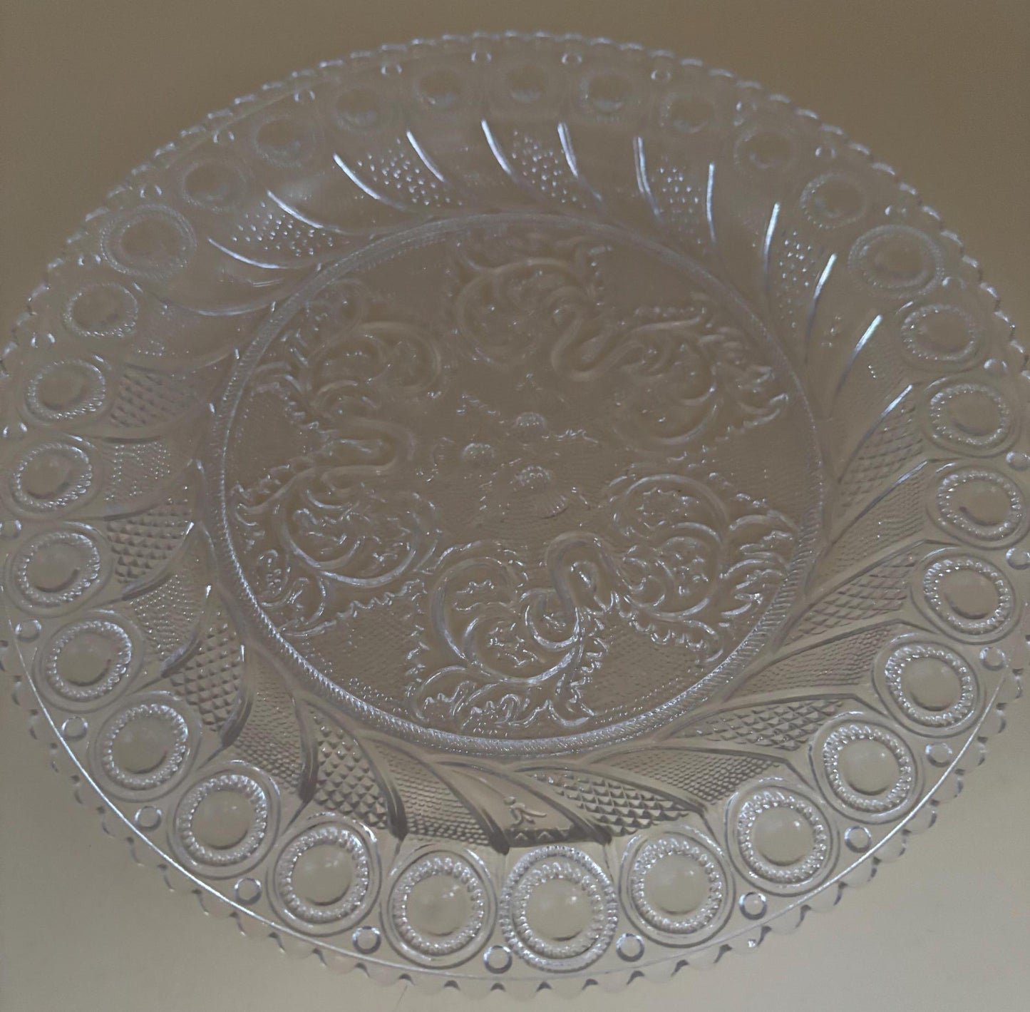 Vintage Imperial Glass Sandwich Scroll Plate Lover Antiques and Vintage