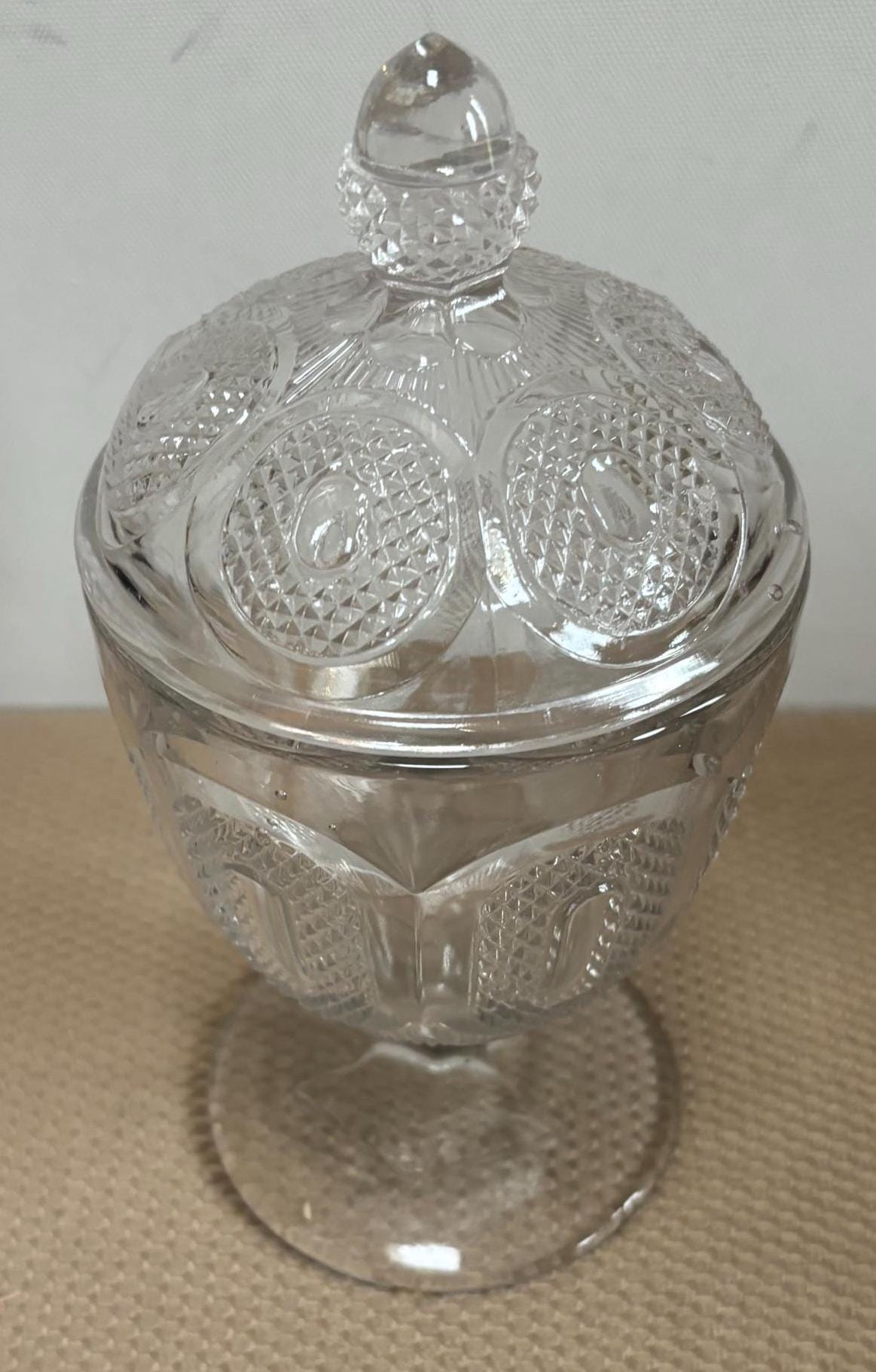 Antique Sandwich Glass Molasses Pitcher Crystal Etched Glass Jug Lover Antiques and Vintage