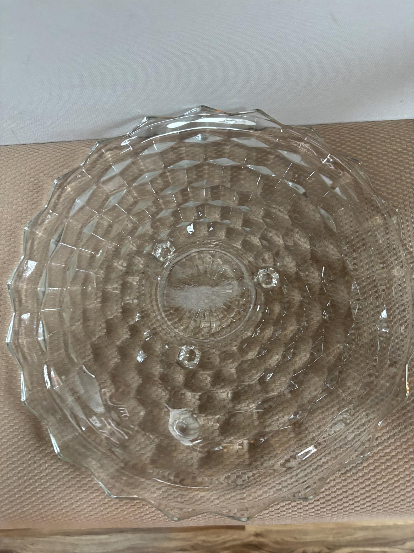 Vintage Fostoria 3 Footed Glass Dish Large Platter Glass Bowl Lover Antiques and Vintage