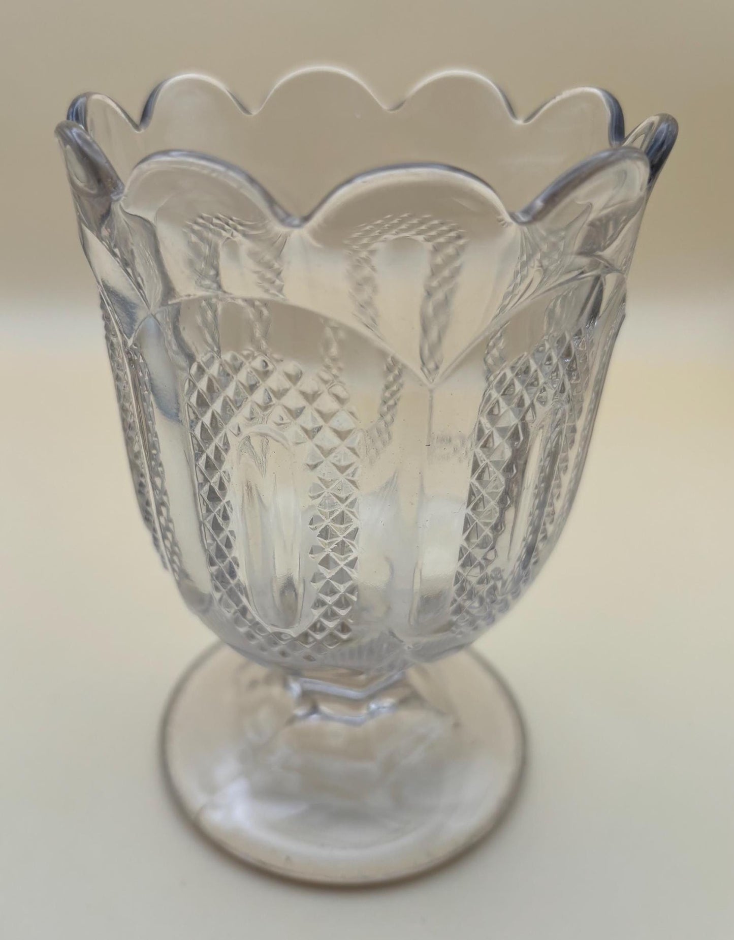 Antique Glass Footed Compote Glass Bowl EAPG Glass Footed Bowl Buckle Pattern Design Lover Antiques and Vintage